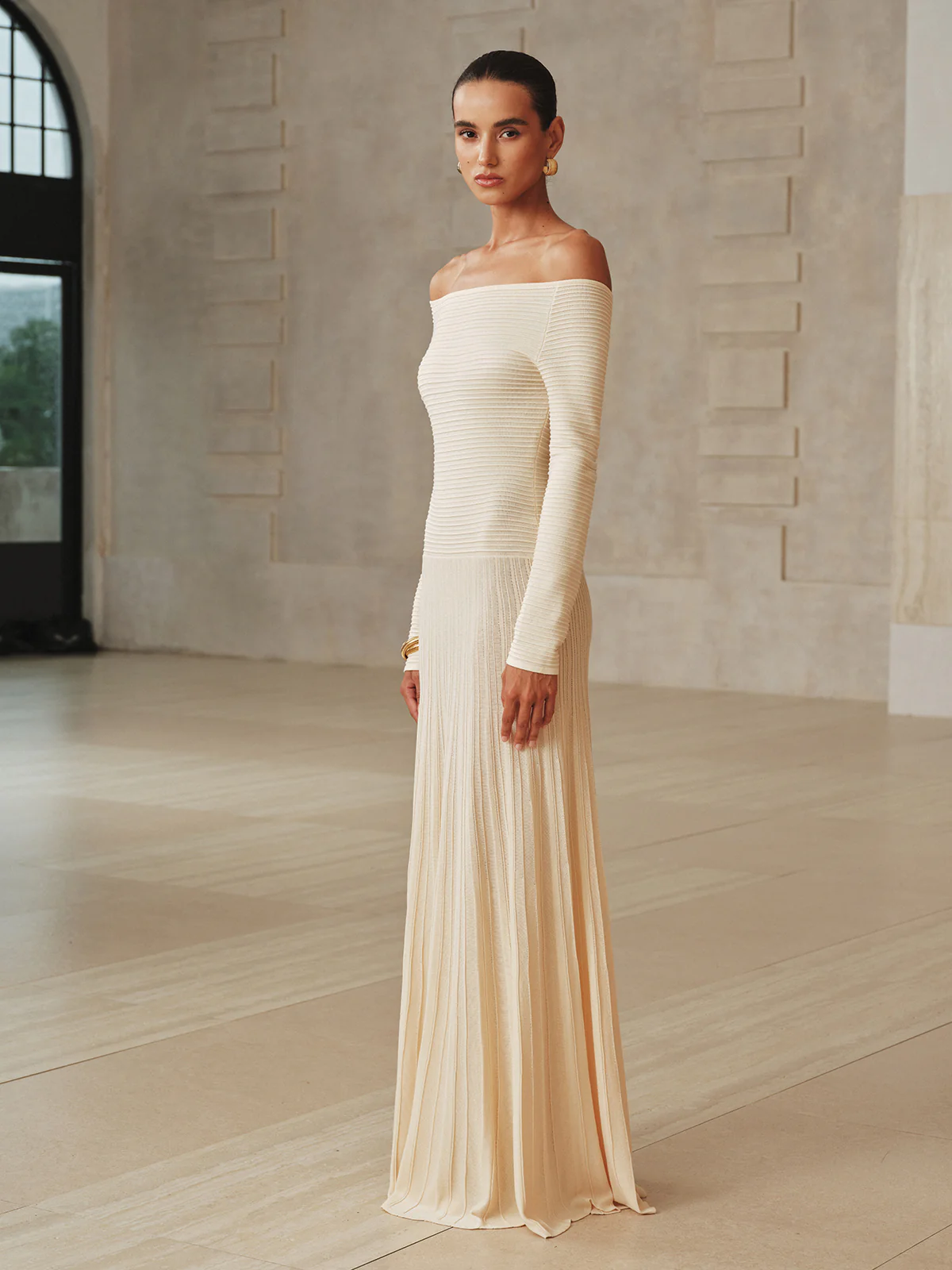 Off-Shoulder Textured Knit Maxi Dress - Image 6