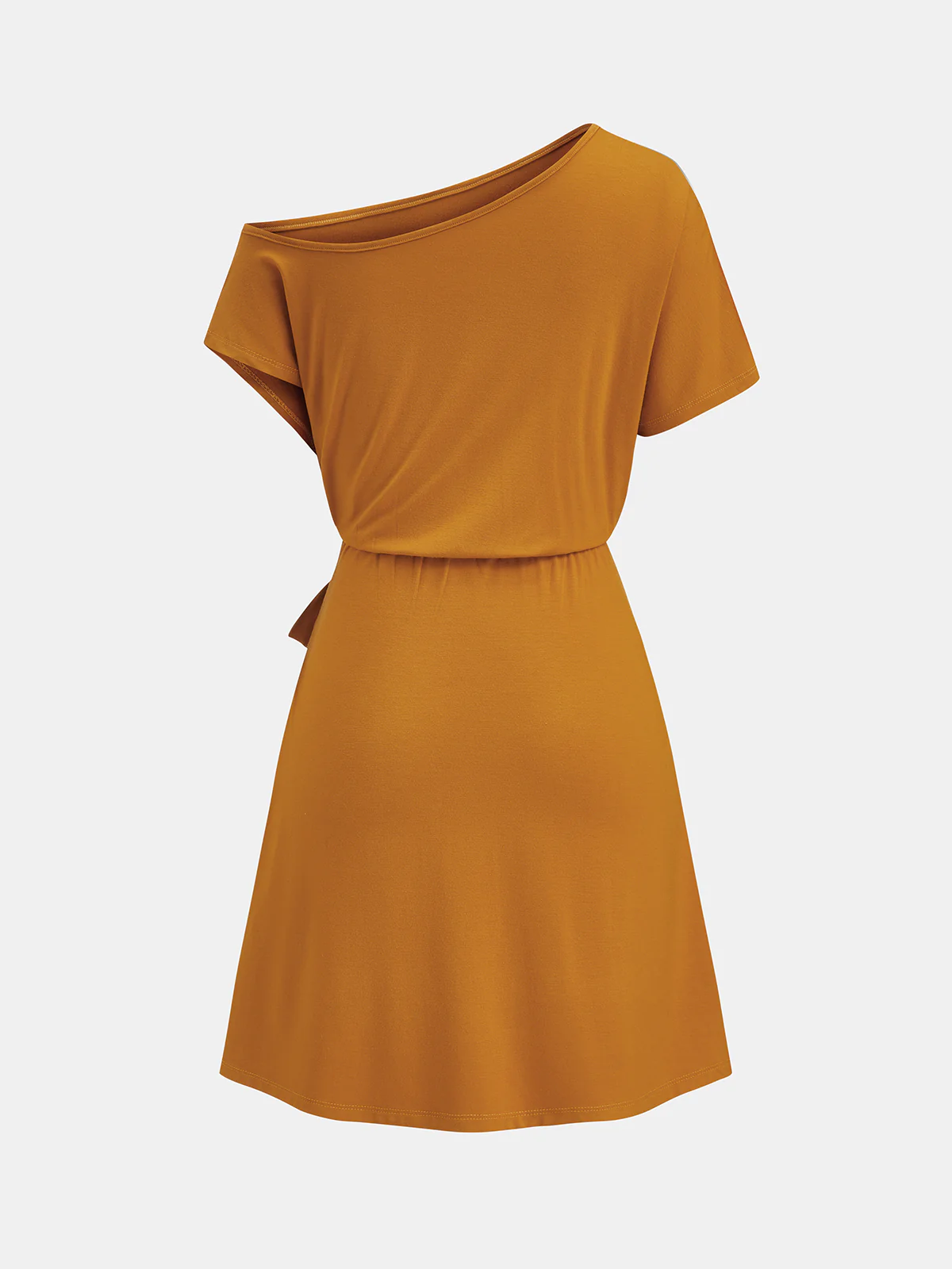 Off Shoulder Tie Waist Mini Dress - Image 3