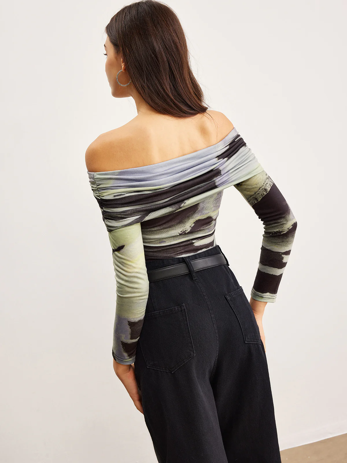 Off-Shoulder Tie Dye Printed T-Shirt - Image 5