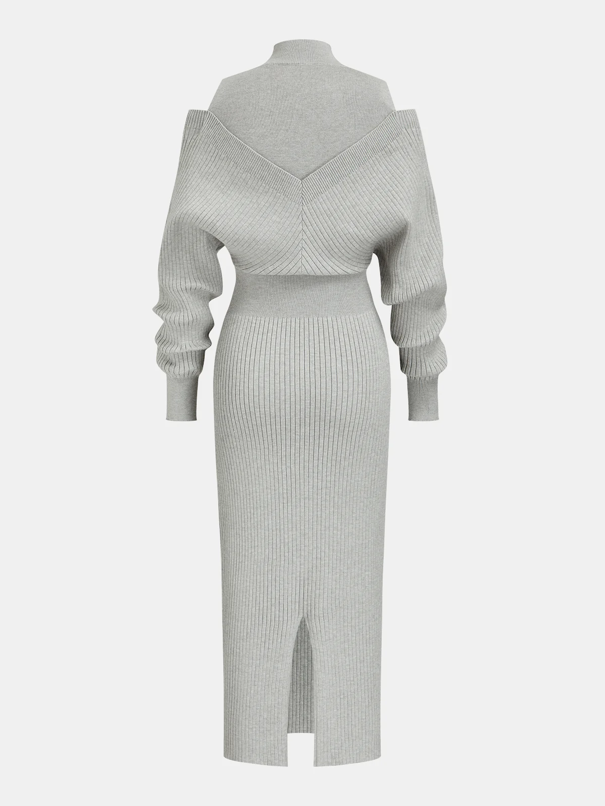 Off-Shoulder Waist-Defined Rib-Knit Midi Dress - Image 2