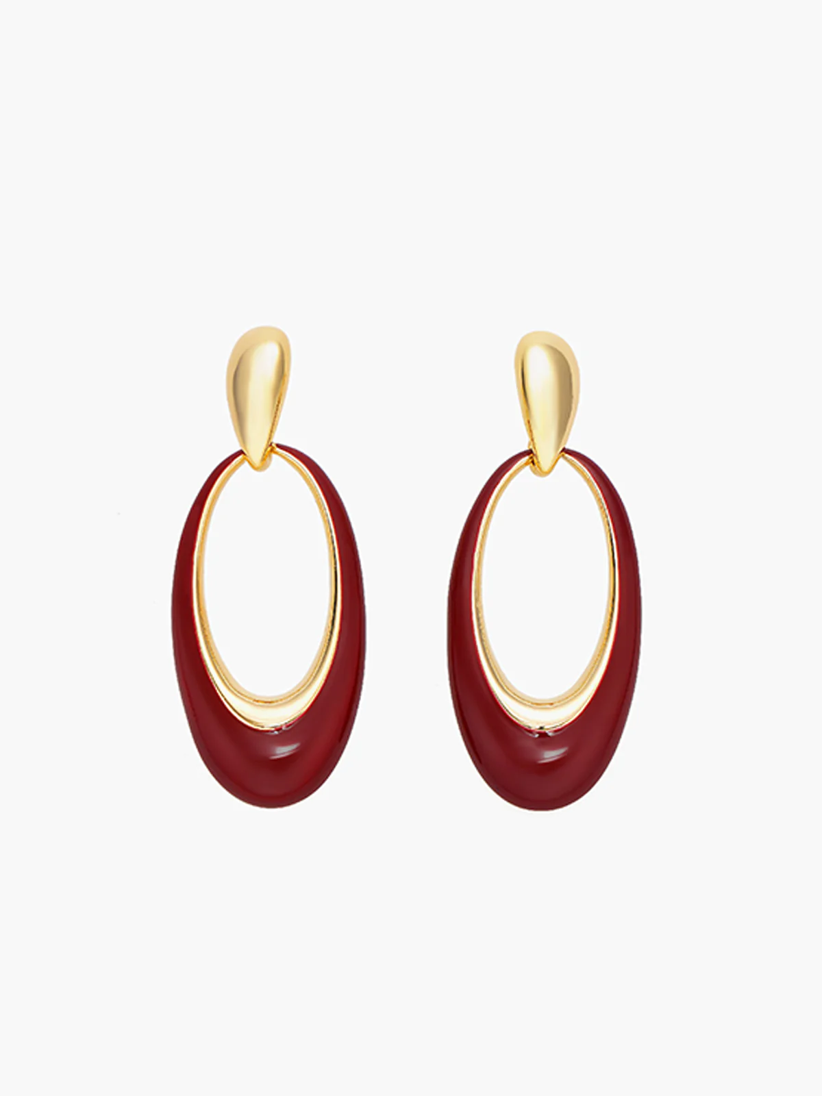 Oil Drop Oval Hoop Earrings - Image 4