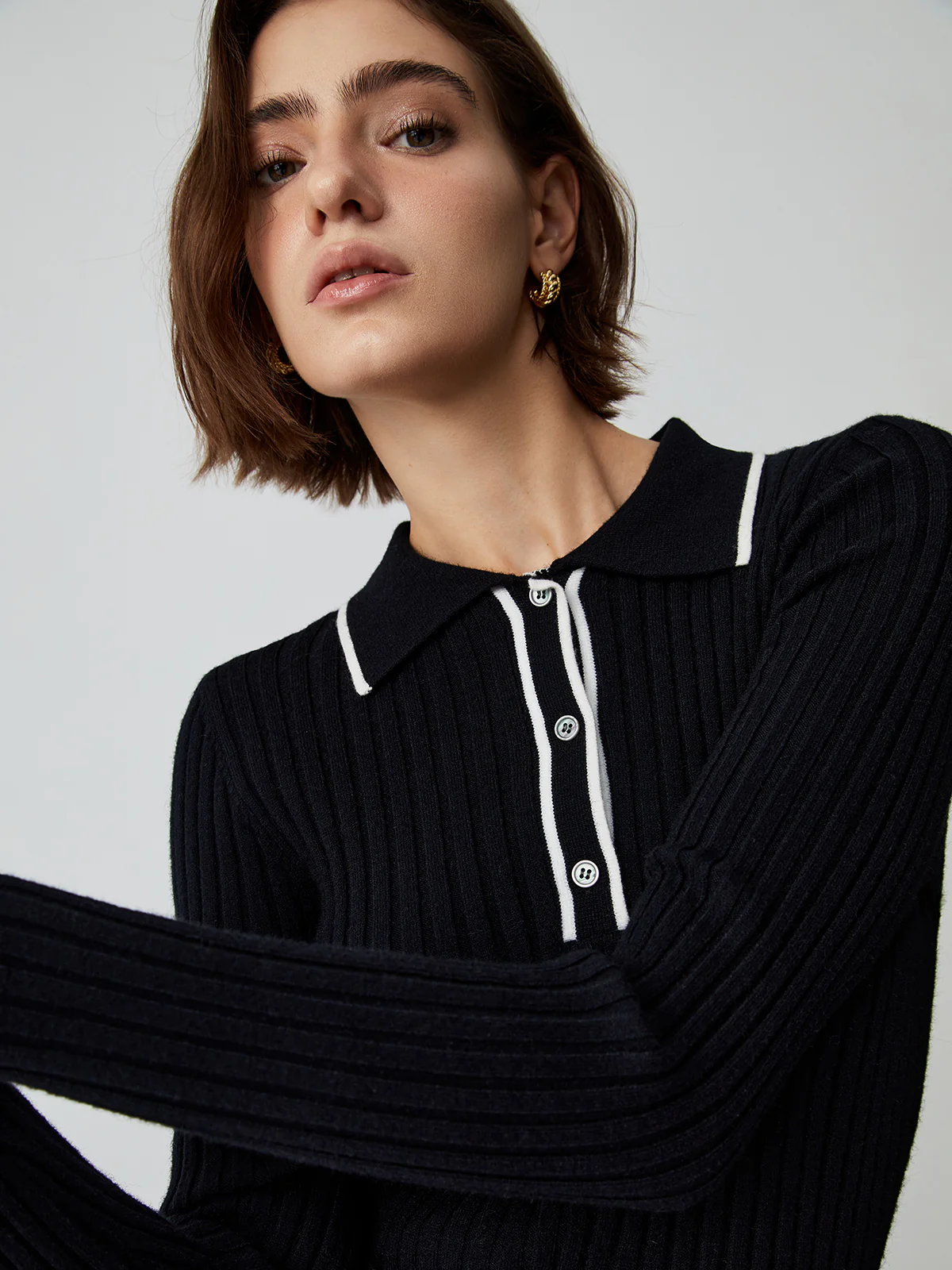 Old Money Aesthetics Polo Knit Top - Image 2