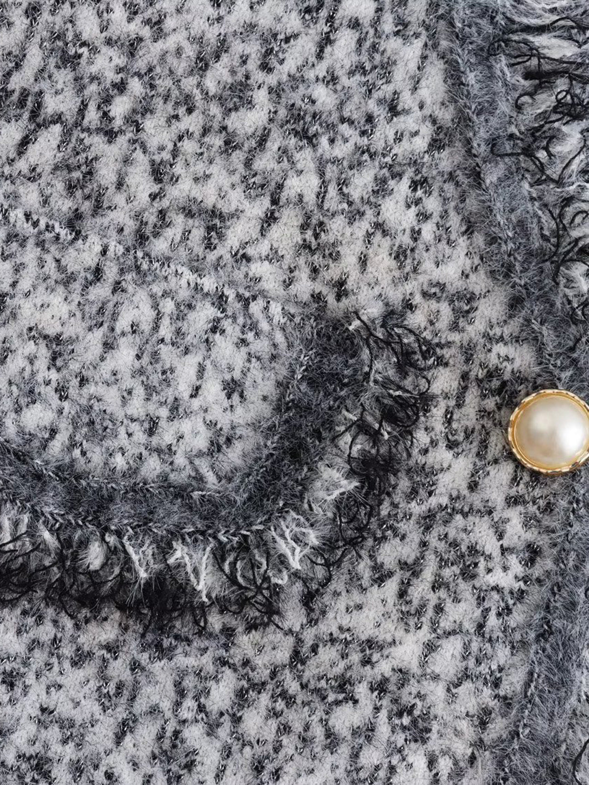 Old Money Aesthetics Raw Hem Tweed Cardigan - Image 3