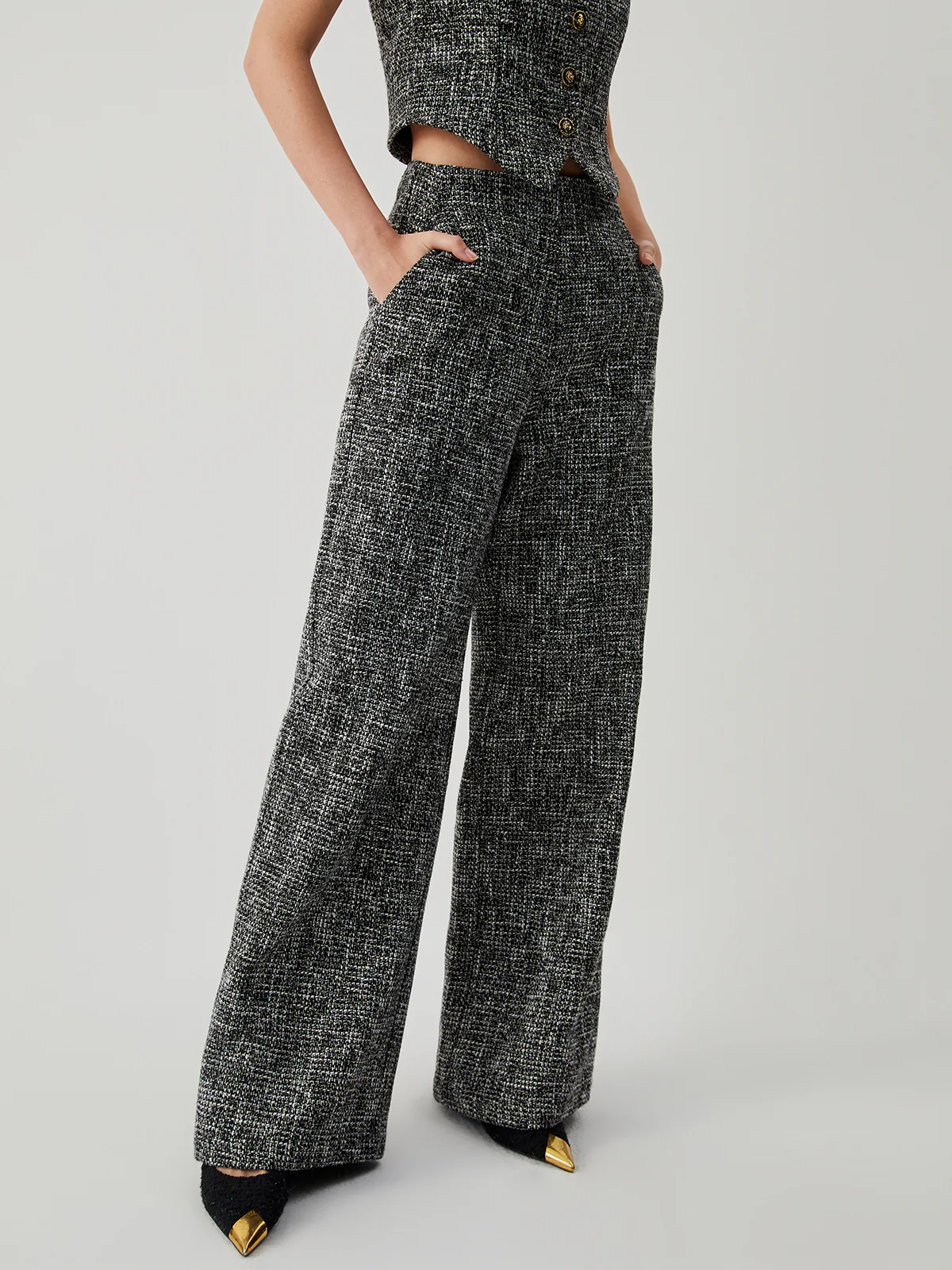 Old Money Tweed Straight Leg Pocket Pants - Image 4