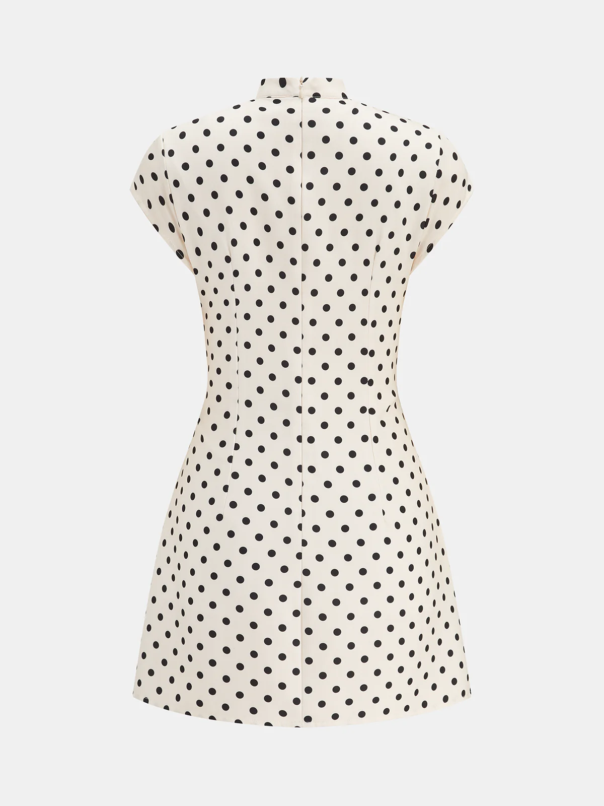 Polka Dot Cut-Out Tie-Neck Mini Dress - Image 2