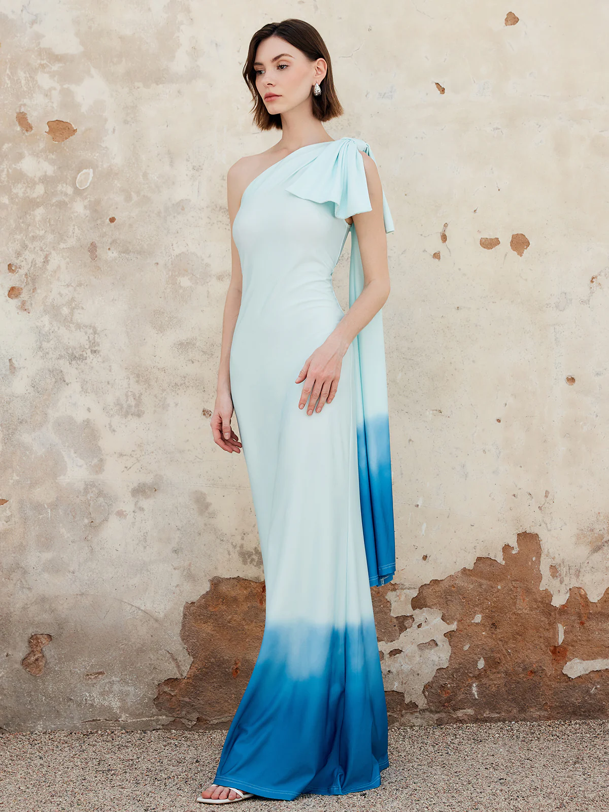 Ombre One Shoulder Long Dress - Image 2