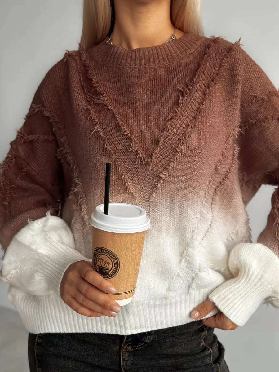 Ombre Tassel Piping Sweater - Image 2