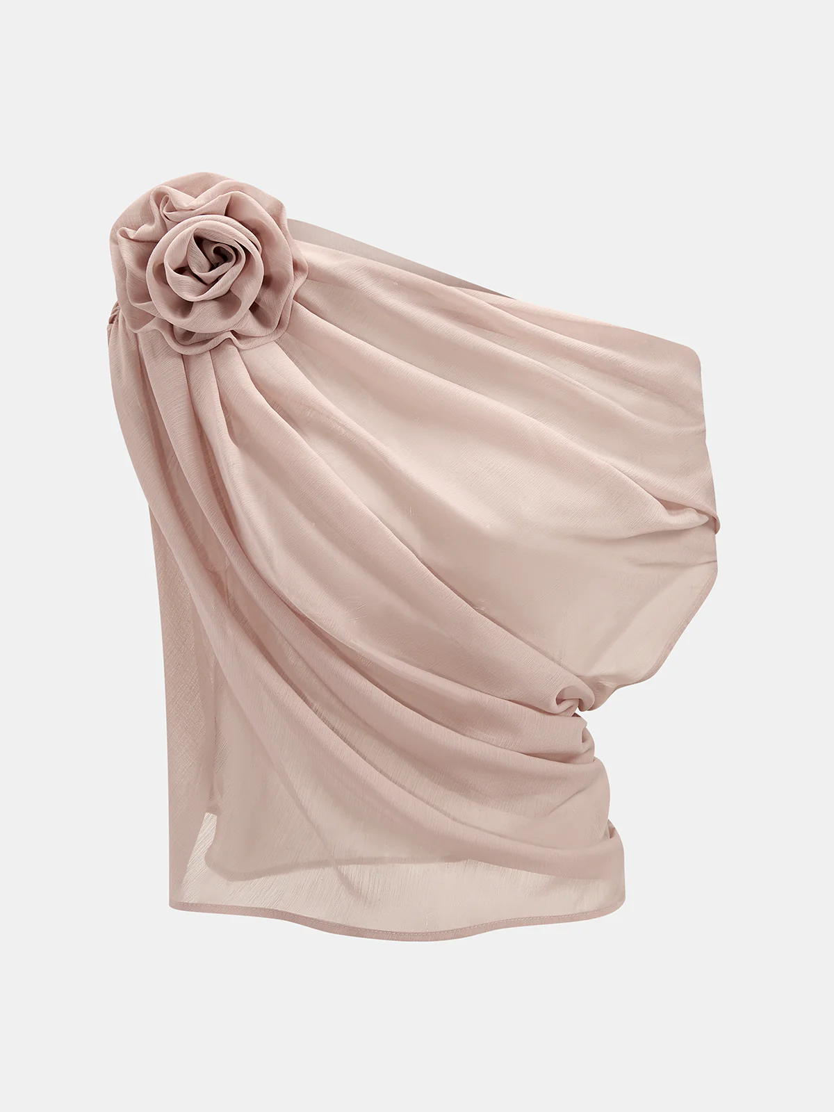 One Shoulder 3D Flower Sheer Blouse - Image 2