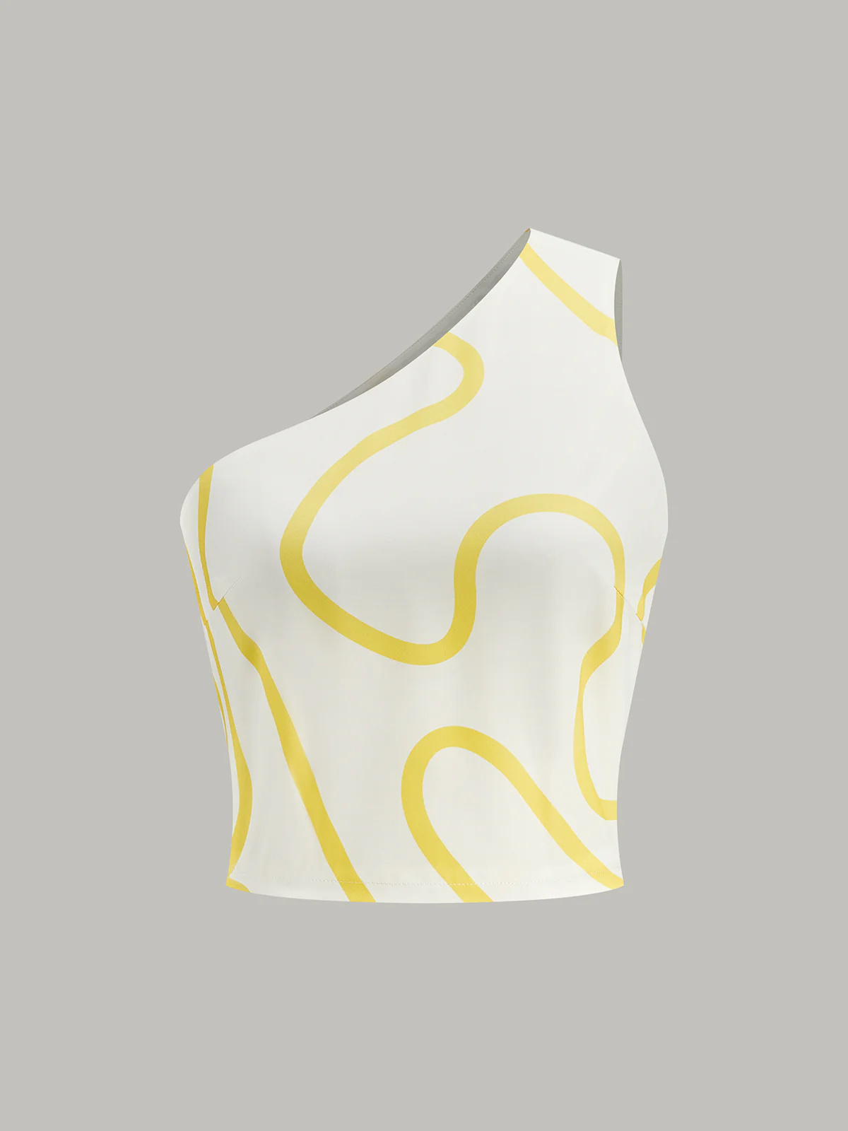 One-Shoulder Abstract Print Crop Top and Tiered Maxi Skirt Set - Image 2