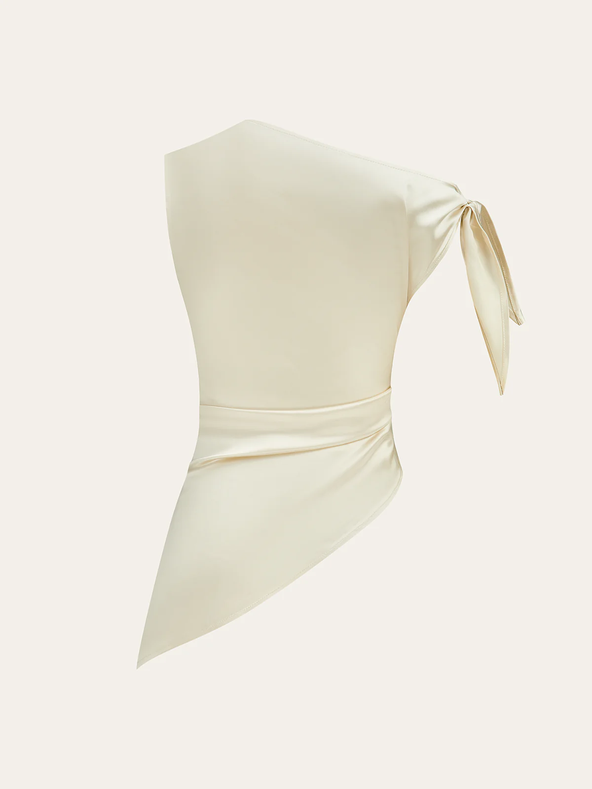 One-Shoulder Asymmetric Hem Top with Bow Detail - Image 4