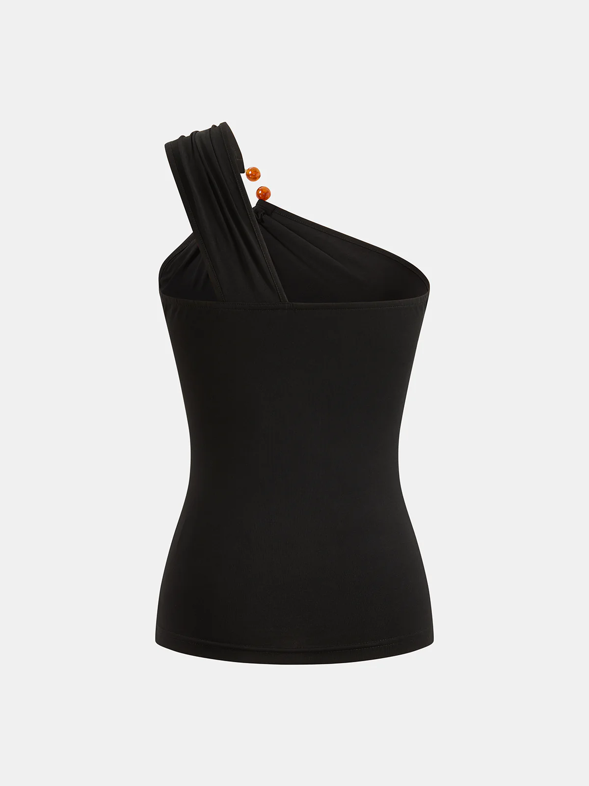 One Shoulder Beaded Fitted Tank Top - Image 3