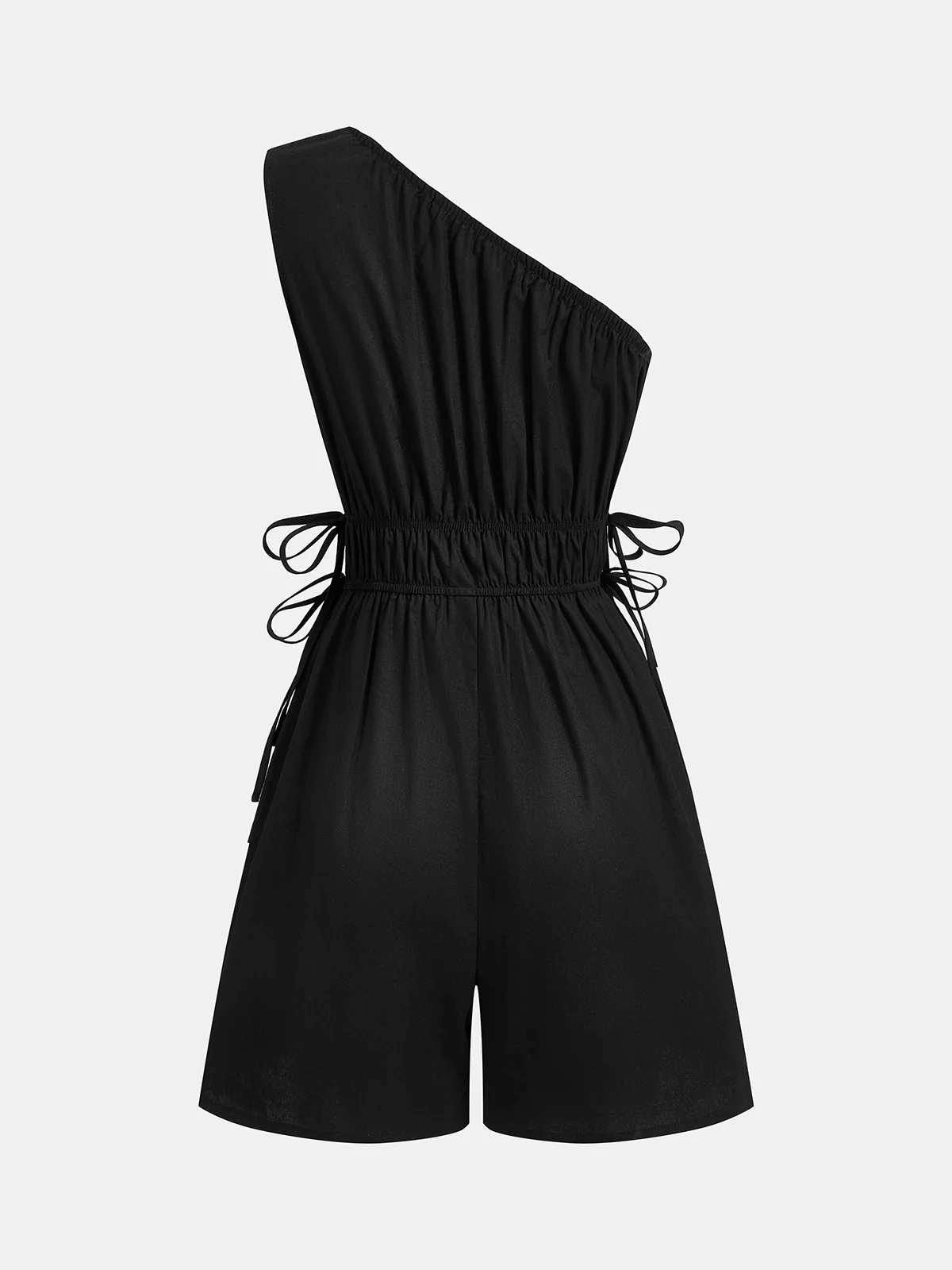 One-Shoulder Cotton Tie-Side Smocked Romper - Image 2