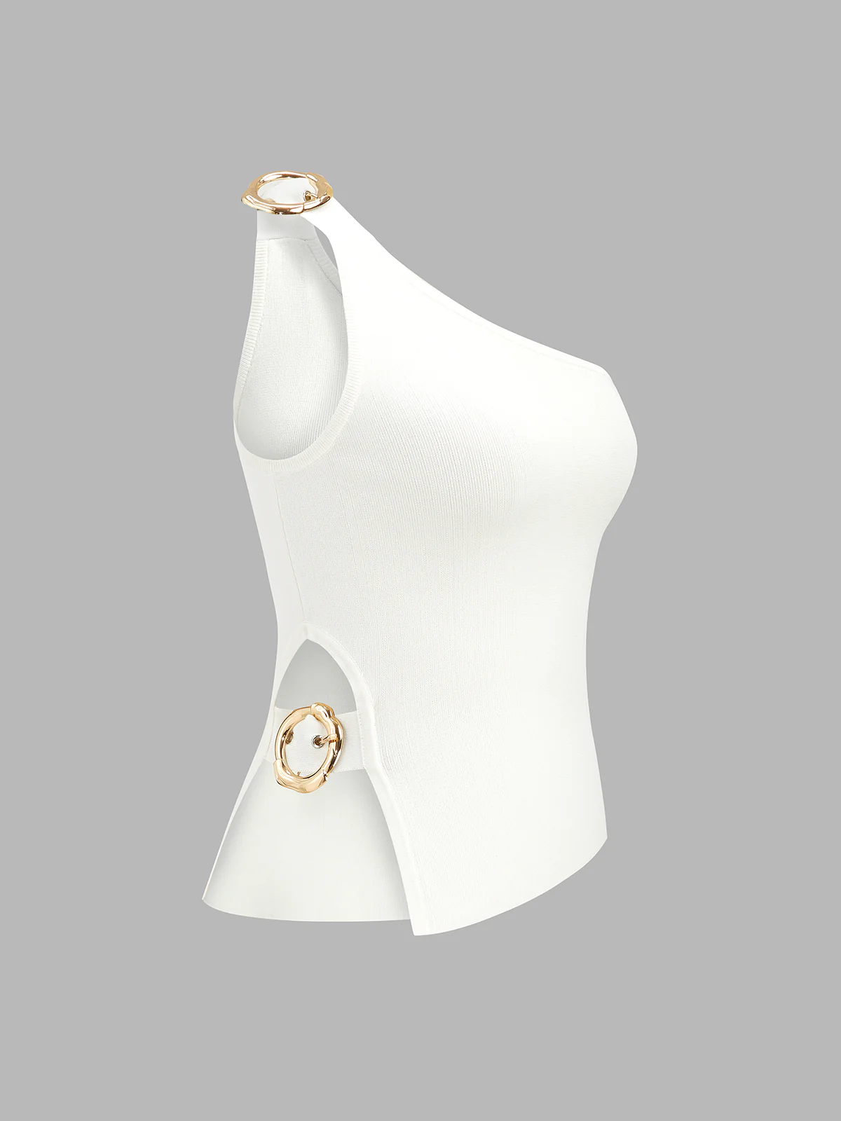 One Shoulder Cut-Out Buckle Tank Top