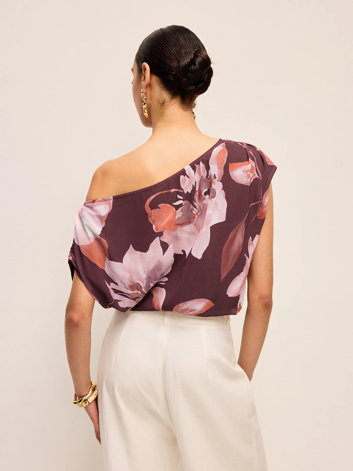 One-Shoulder Floral Belted Blouse - Image 3