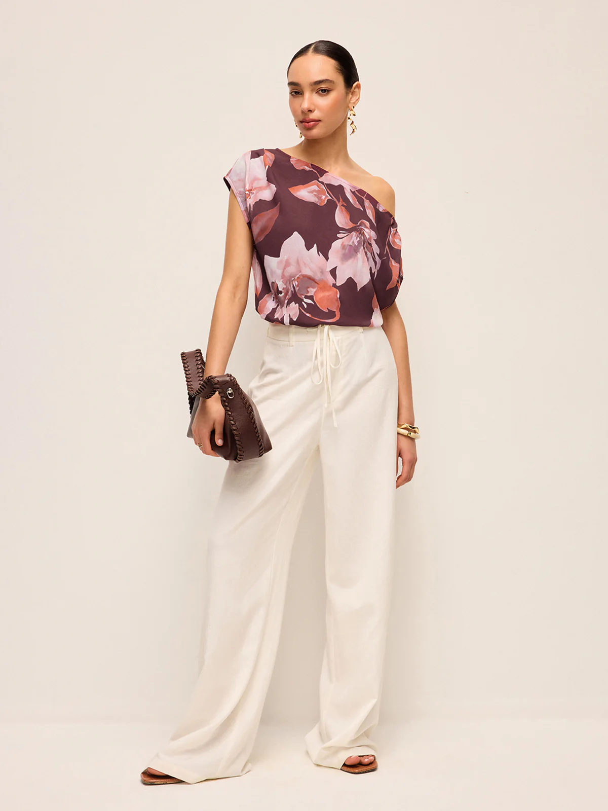 One-Shoulder Floral Belted Blouse - Image 4