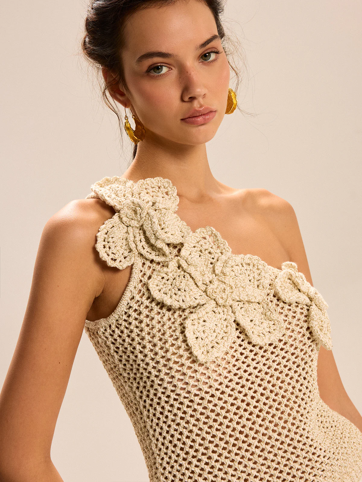 One-Shoulder Floral Crochet Knit Top - Image 6