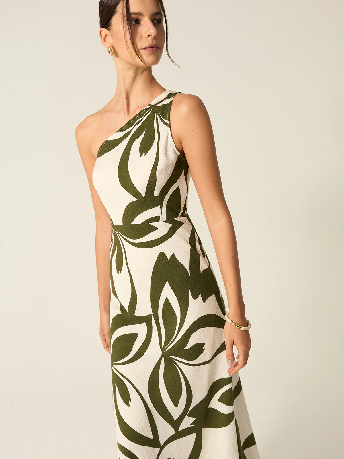 One-Shoulder Printed Midi Dress - Image 4
