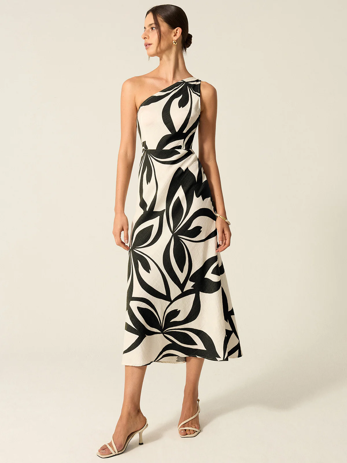 One-Shoulder Printed Midi Dress - Image 7