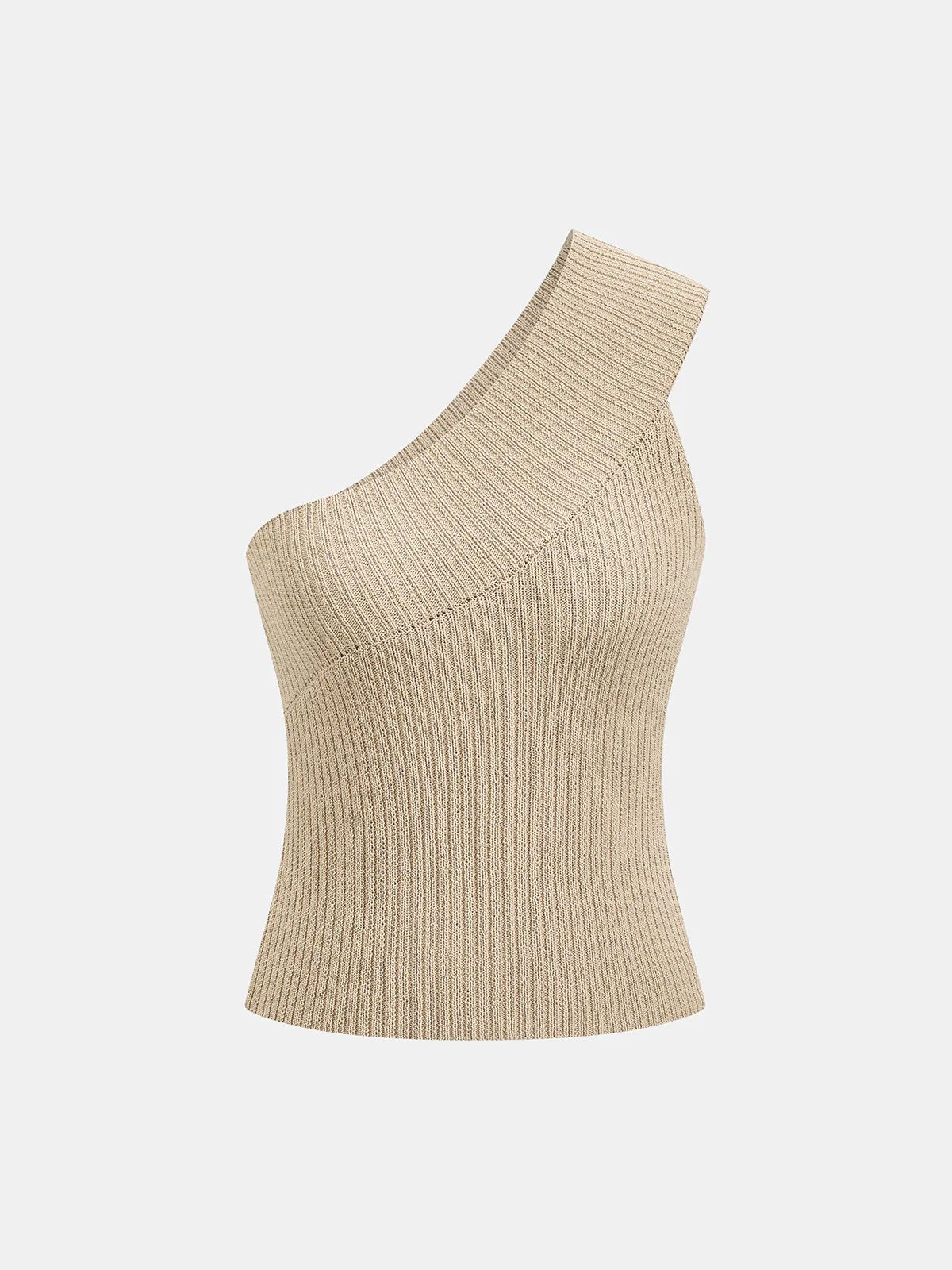 One Shoulder Ribbed Knit Tank Top - Image 2