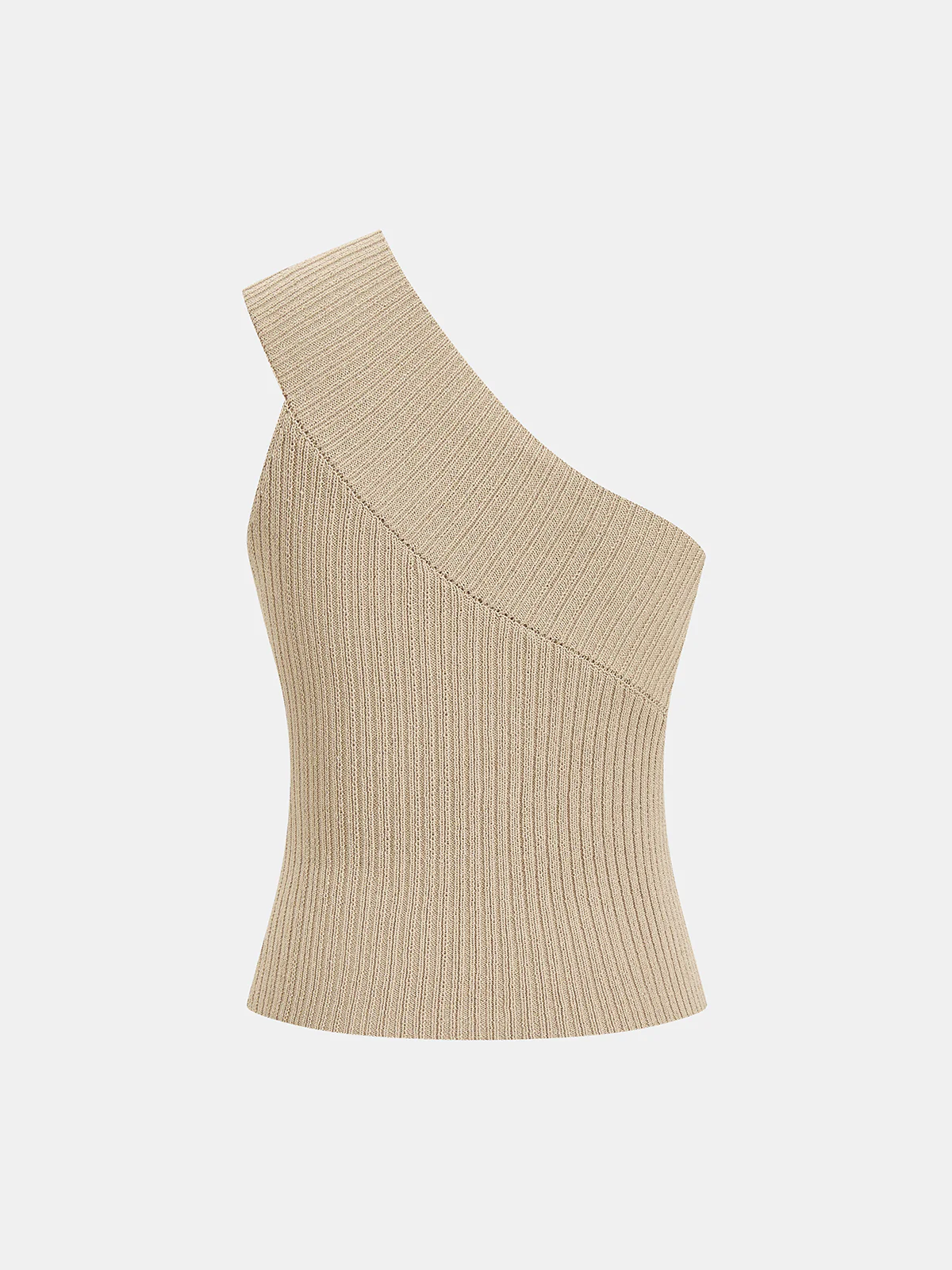 One Shoulder Ribbed Knit Tank Top - Image 3