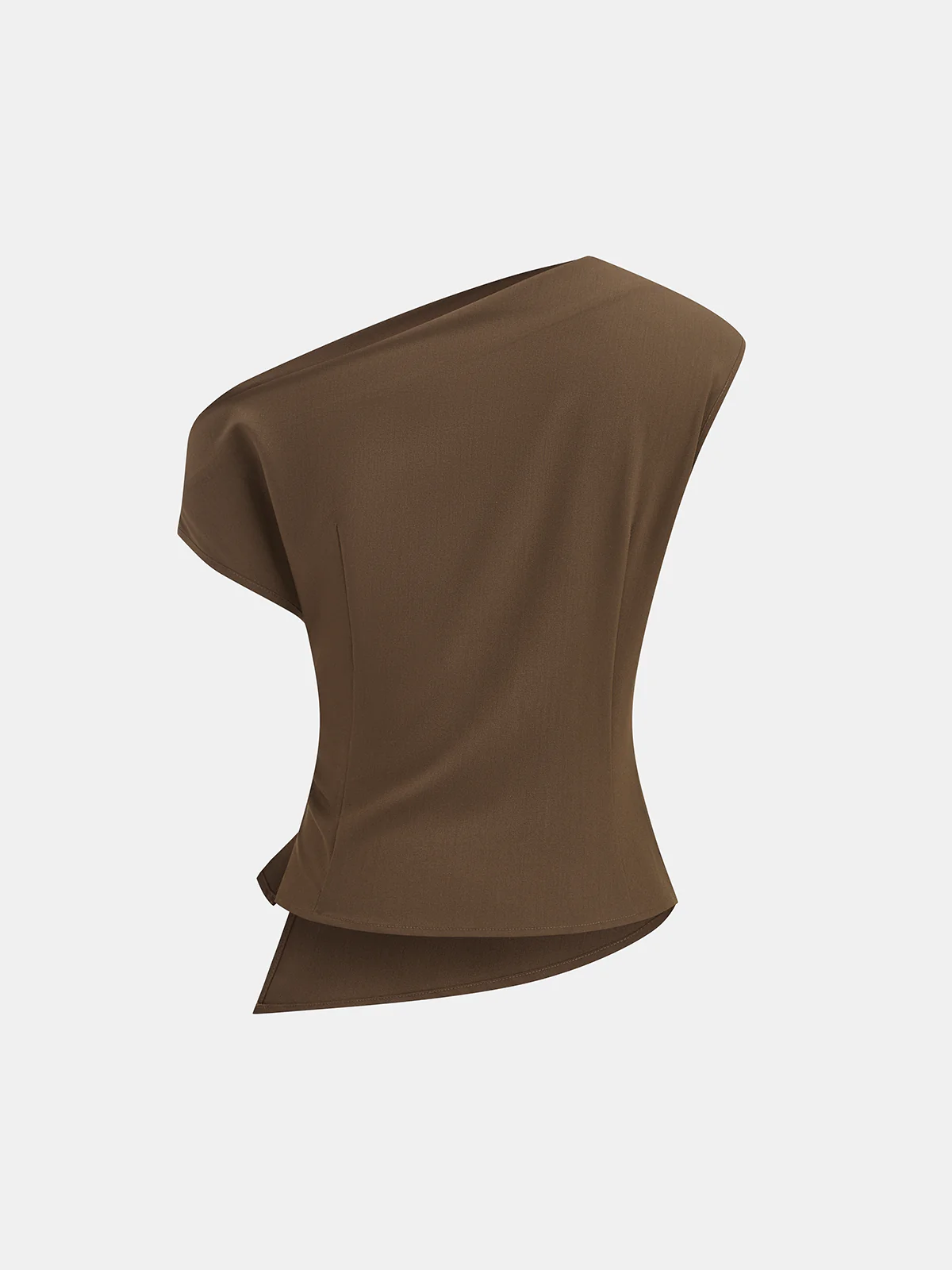 One Shoulder Ruched Buckle Blouse - Image 2