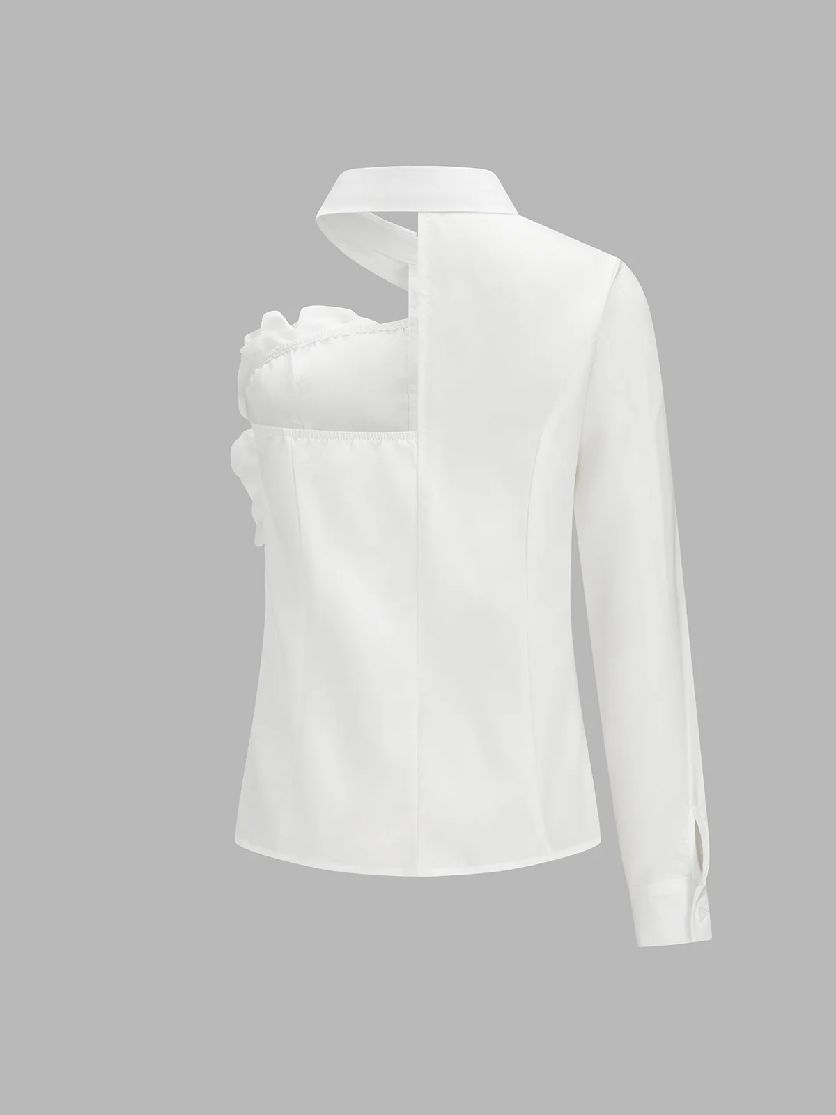 One Shoulder Ruffled Long Sleeve Blouse - Image 3