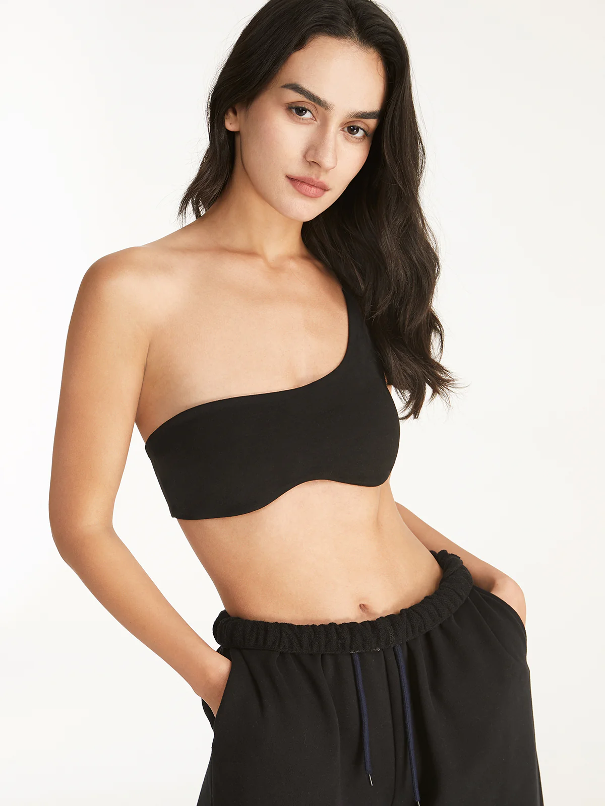 One Shoulder Solid Sports Bra - Image 3