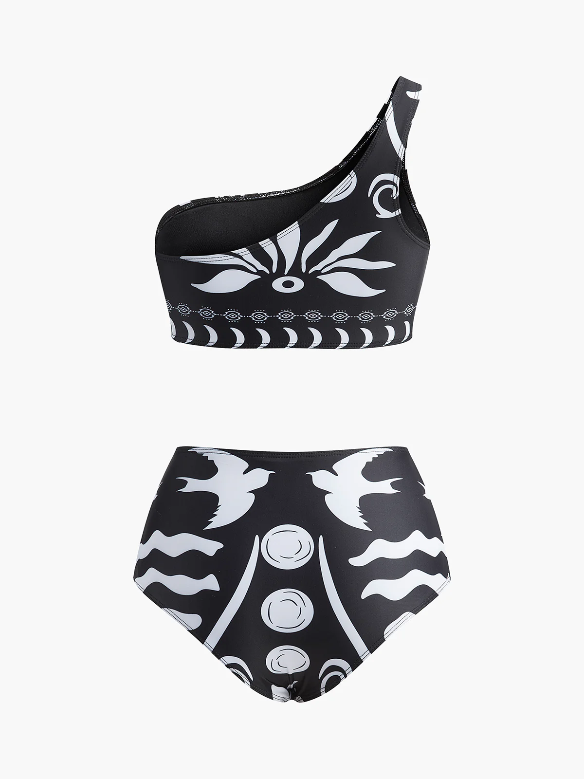 One-Shoulder Tribal Print Bikini Set - Image 2