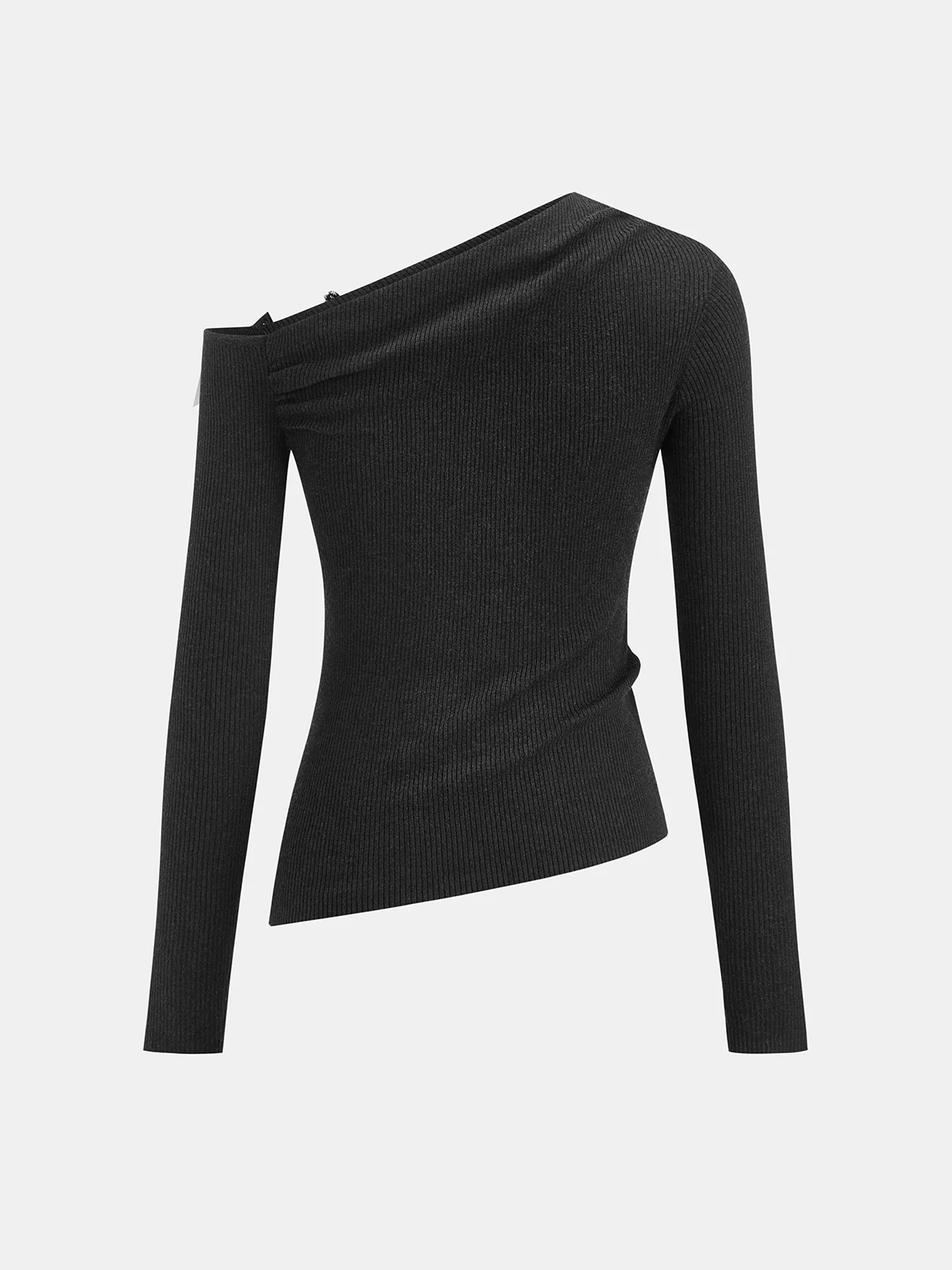 One-Shoulder Wool Blend Embellished Knit Top - Image 2