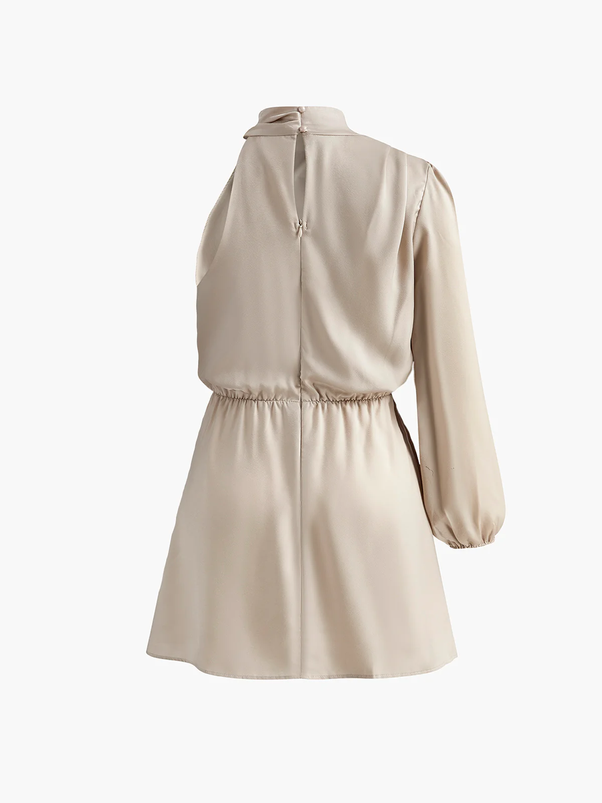One Sleeve Pleated Draped Dress - Image 4
