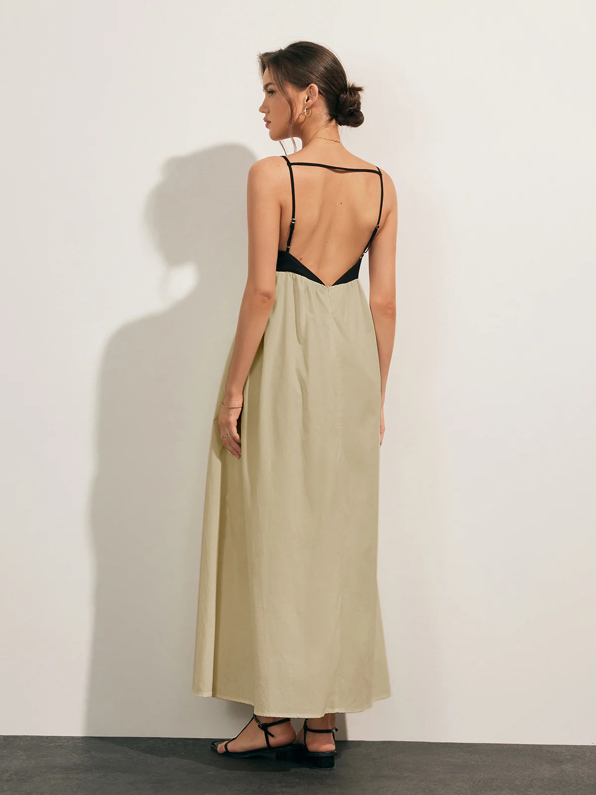 Open Back Contrast Pocket Long Dress - Image 6