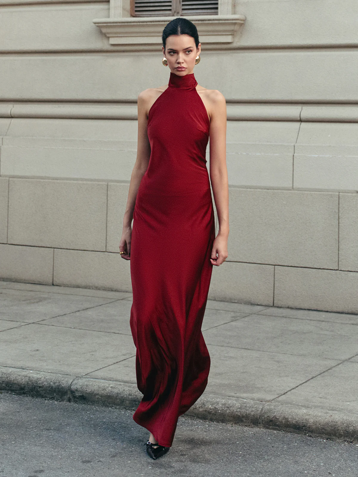 Open Back Satin Halter Dress - Image 3