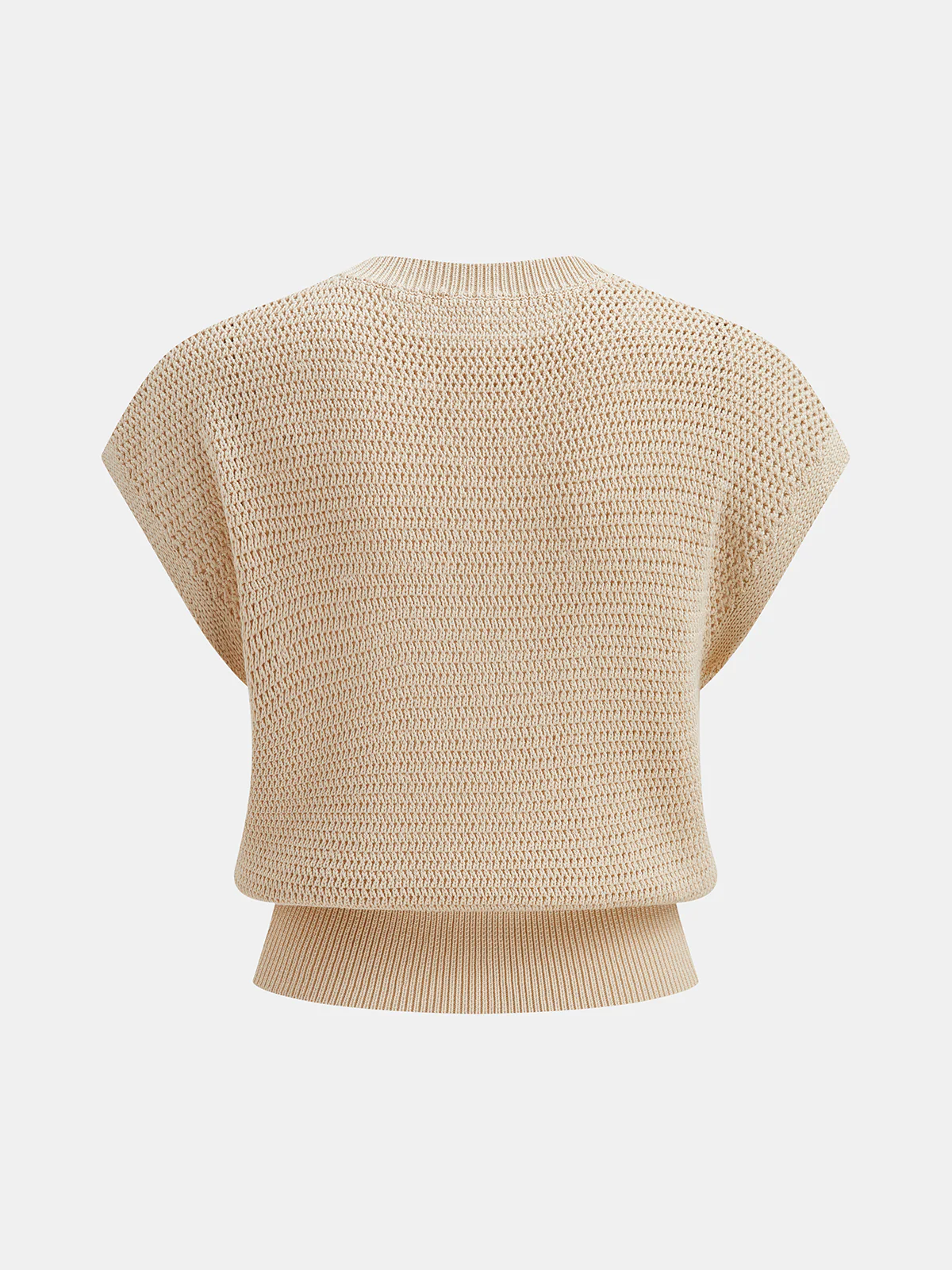 Open-Knit Cap Sleeve Sweater Top - Image 2