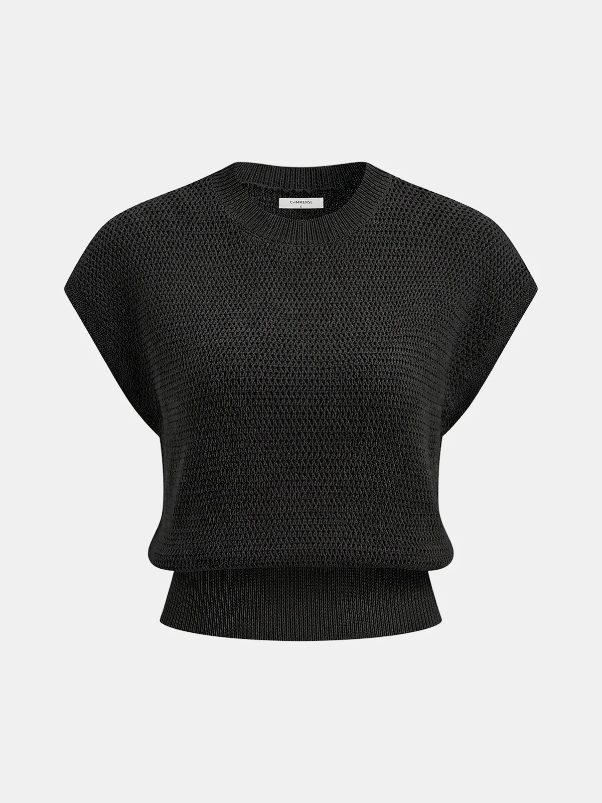 Open-Knit Cap Sleeve Sweater Top - Image 5