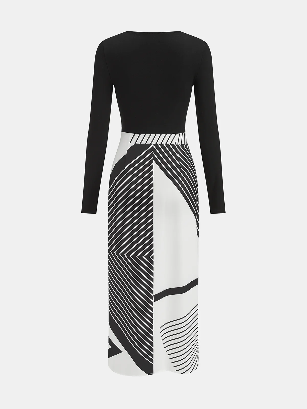 Optical-Illusion Abstract Print Asymmetric Wrap Dress - Image 2