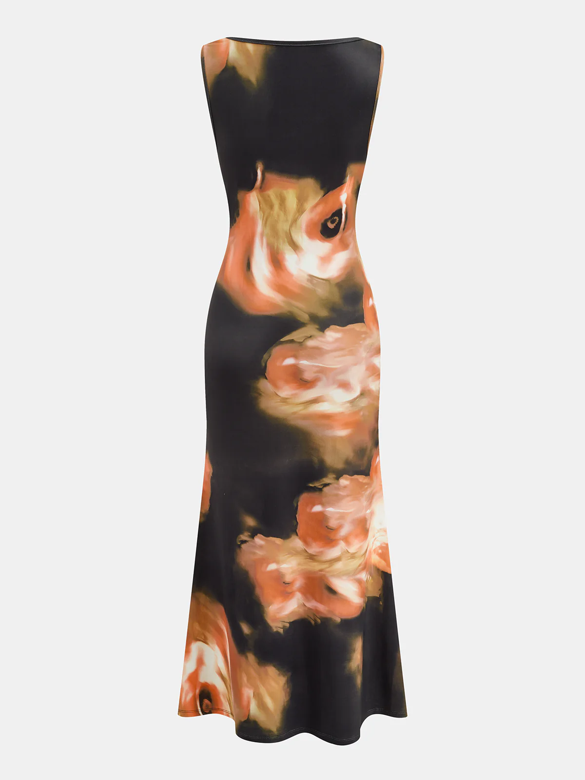 Orange Floral Print Cowl Neck Maxi Dress - Image 3
