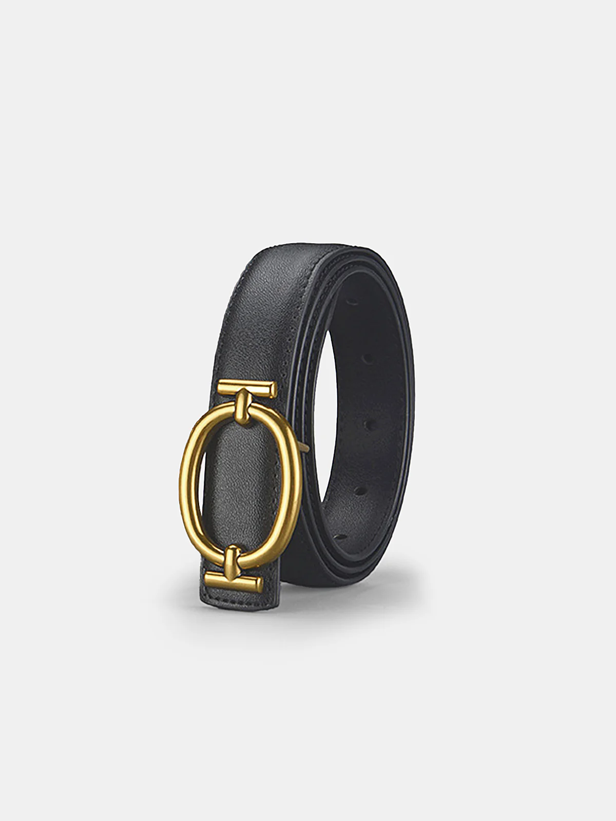 Oval Metal Buckle PU Leather Thin Belt - Image 3