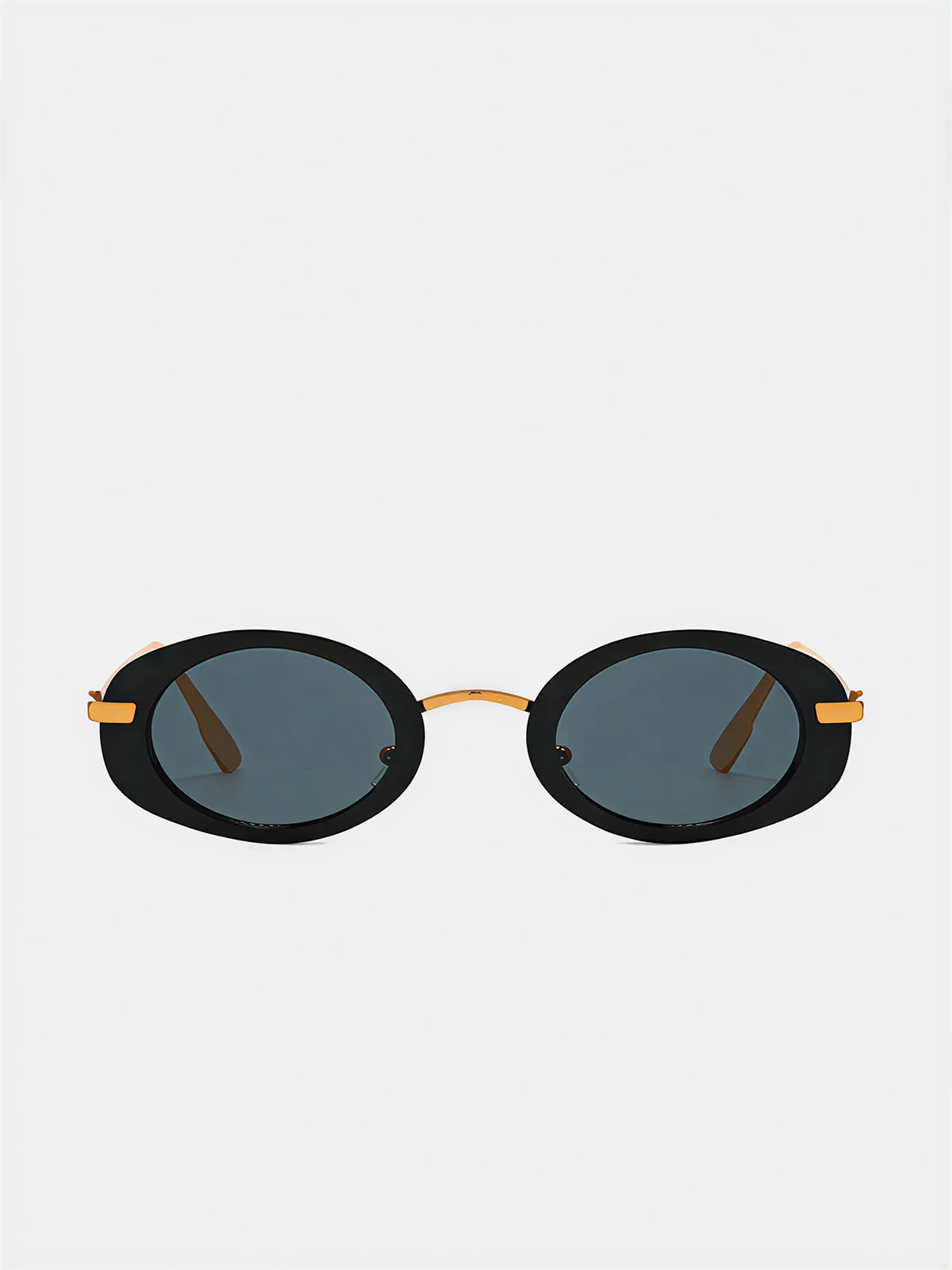 Oval Retro Frame Metal Temple Sunglasses - Image 2