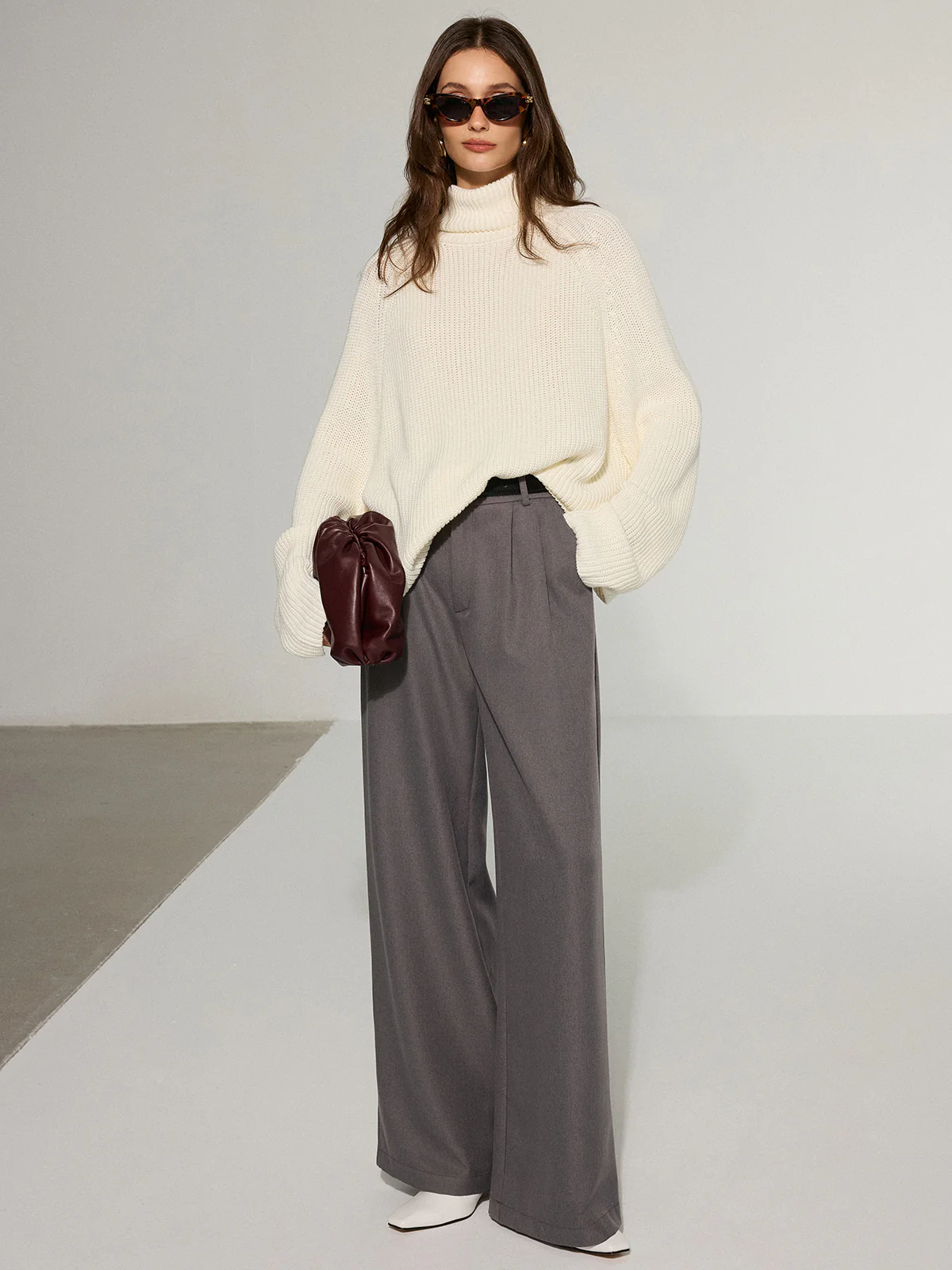 Oversized Backless Turtleneck Sweater - Image 3