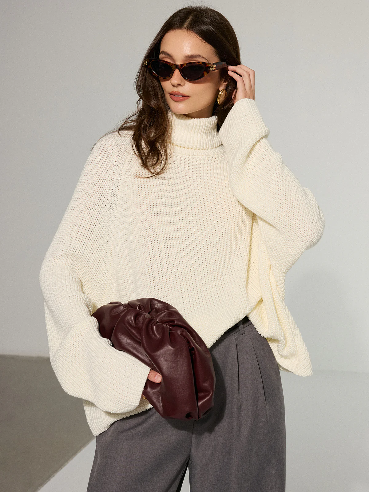 Oversized Backless Turtleneck Sweater - Image 6