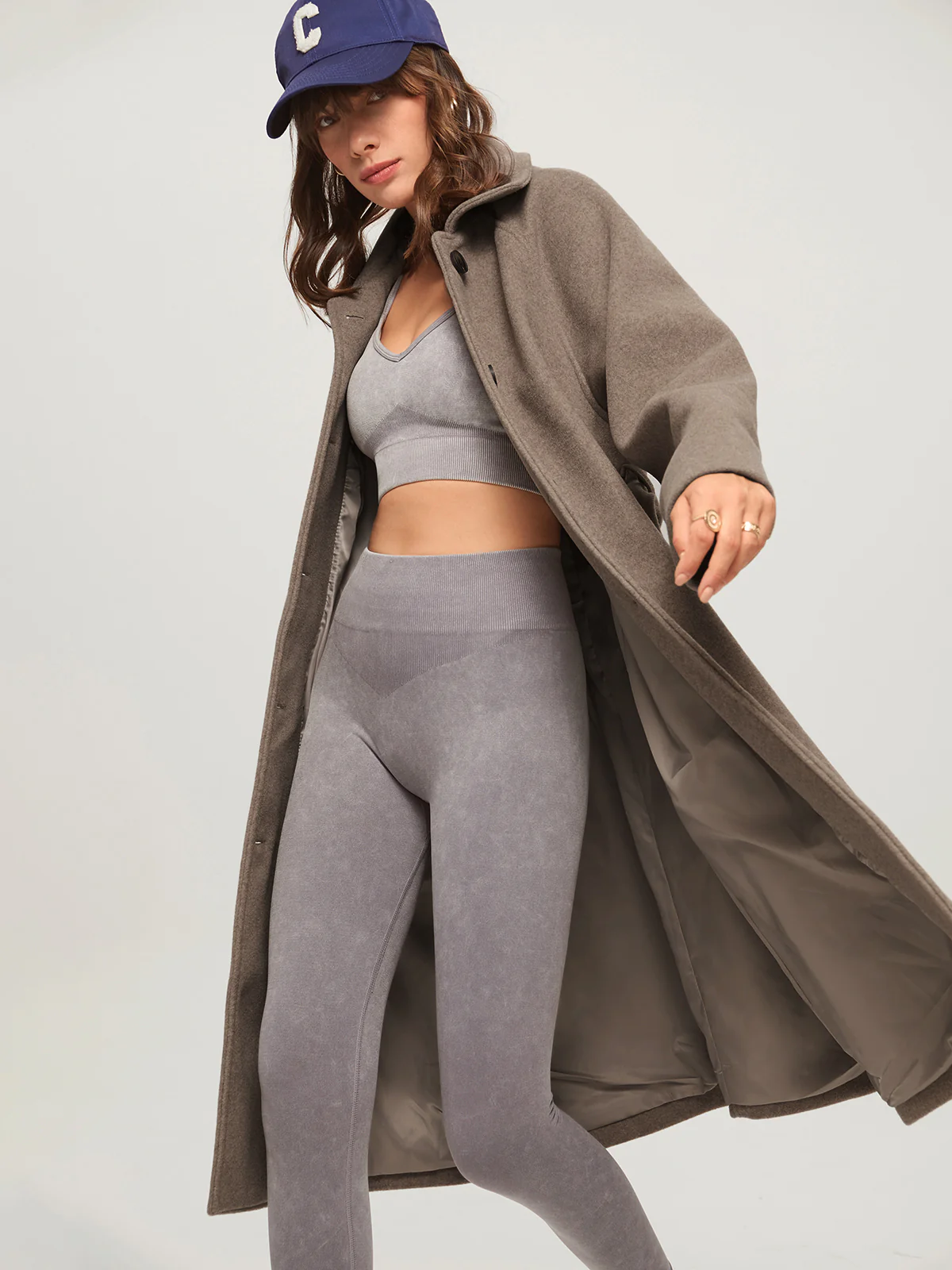 Oversized Brushed Belted Long Overcoat - Image 4