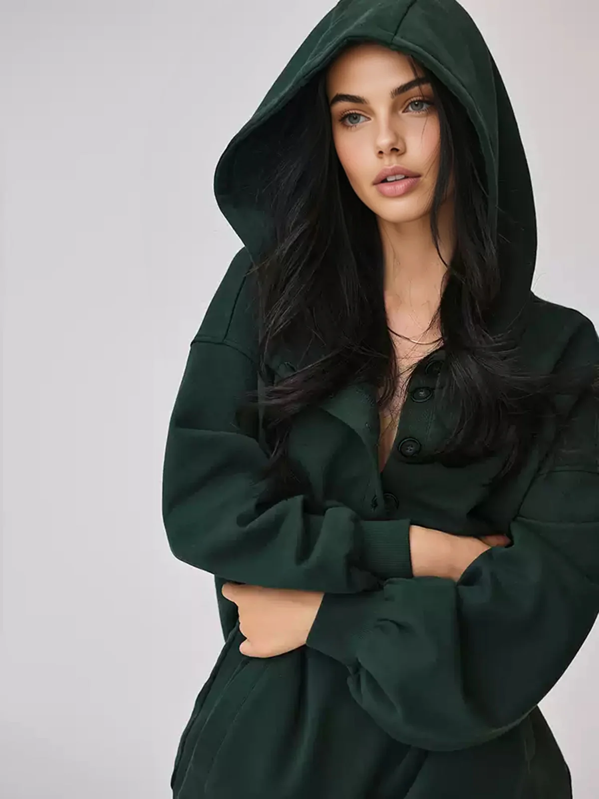 Oversized Buttoned Hoodie - Image 3