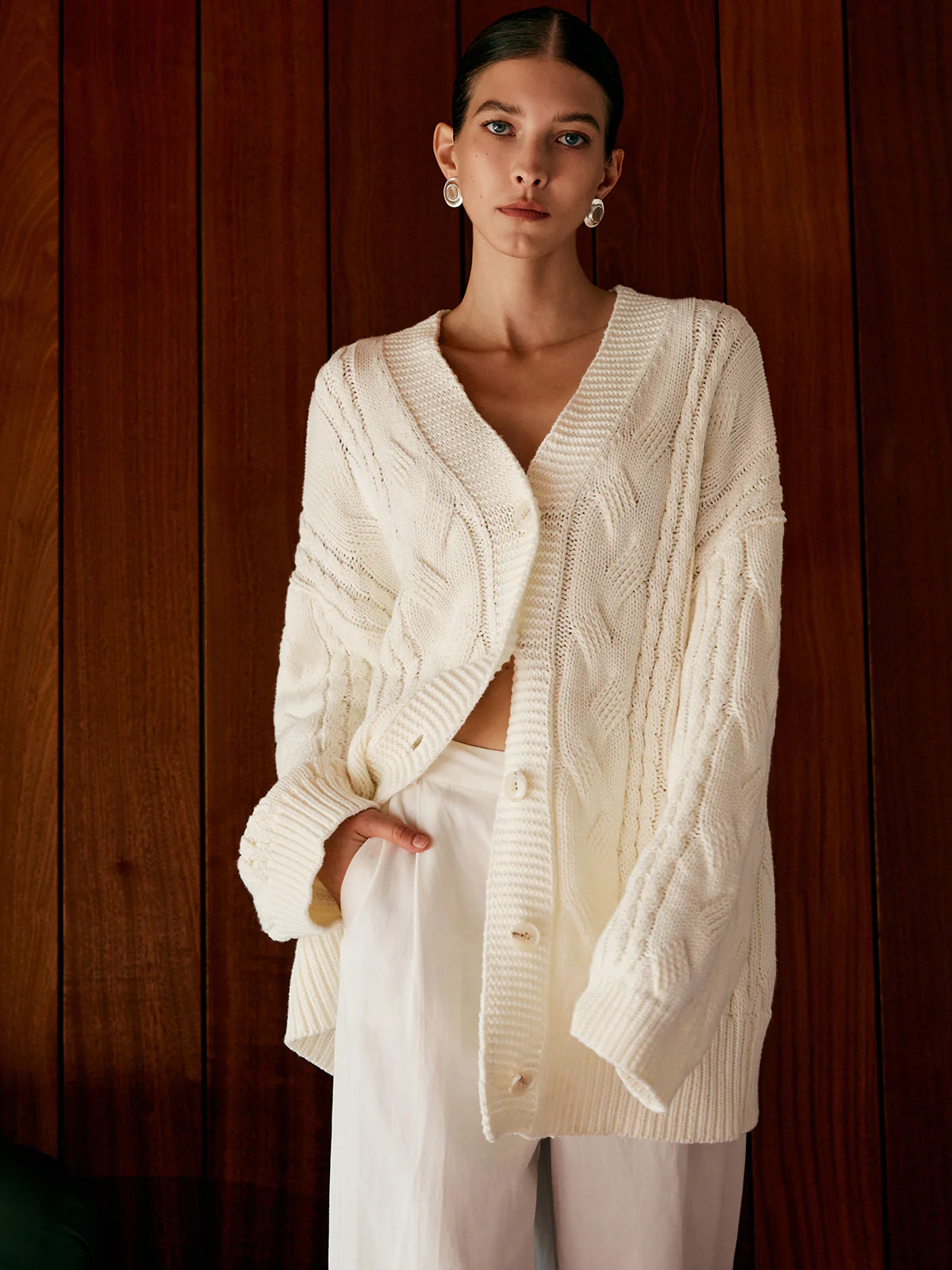 Oversized Cable Knit Outwear - Image 2