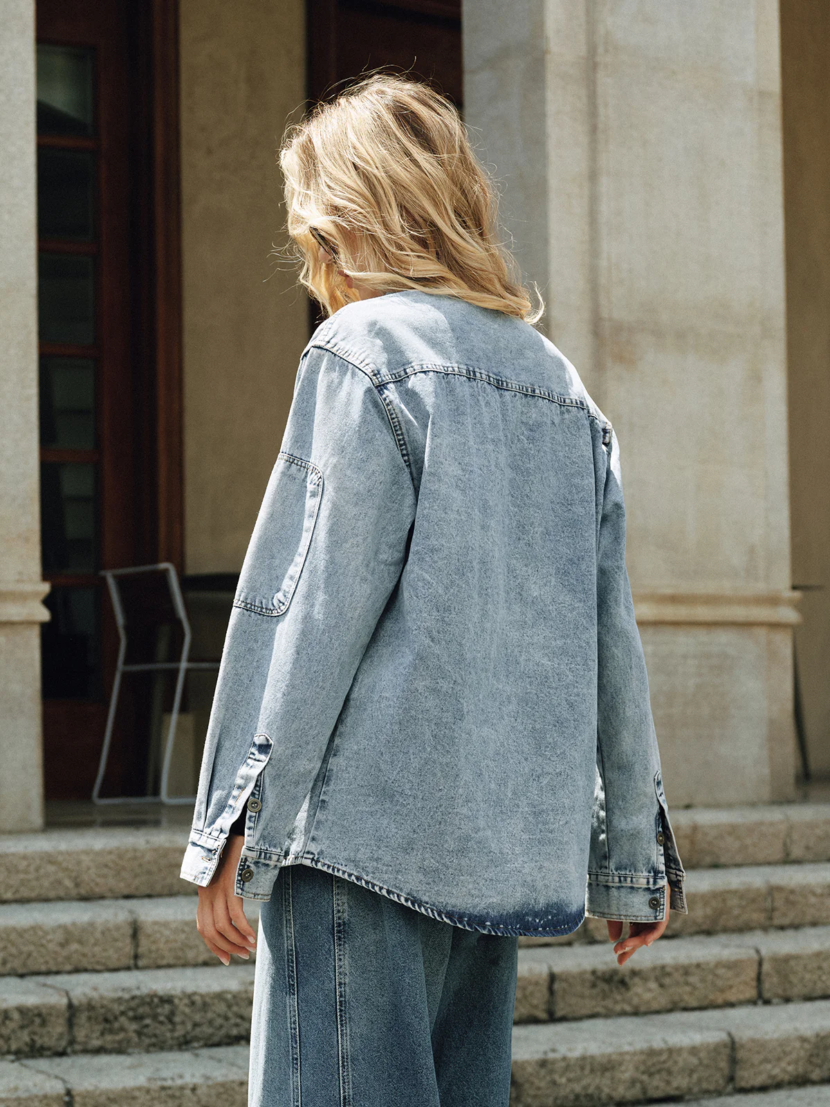 Oversized Collared Denim Shirt - Image 6