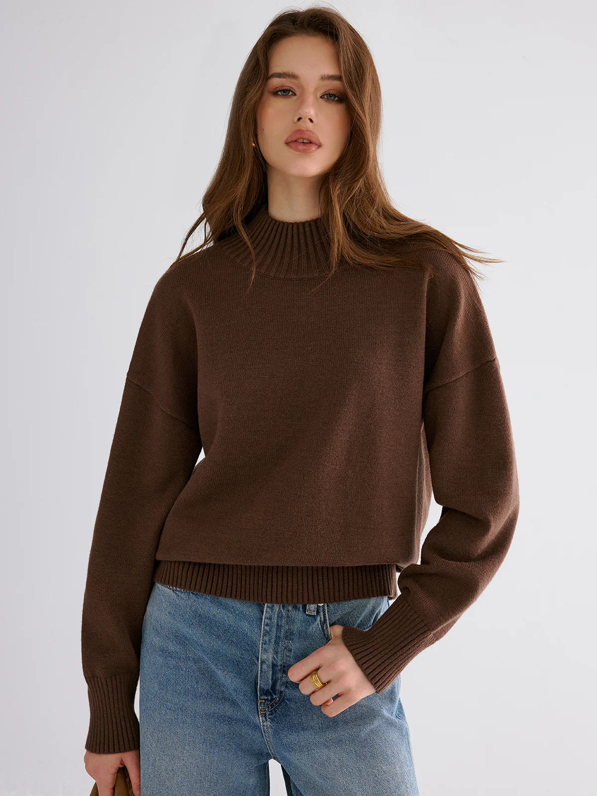 Oversized Drop Shoulder Crew Neck Sweater - Image 3
