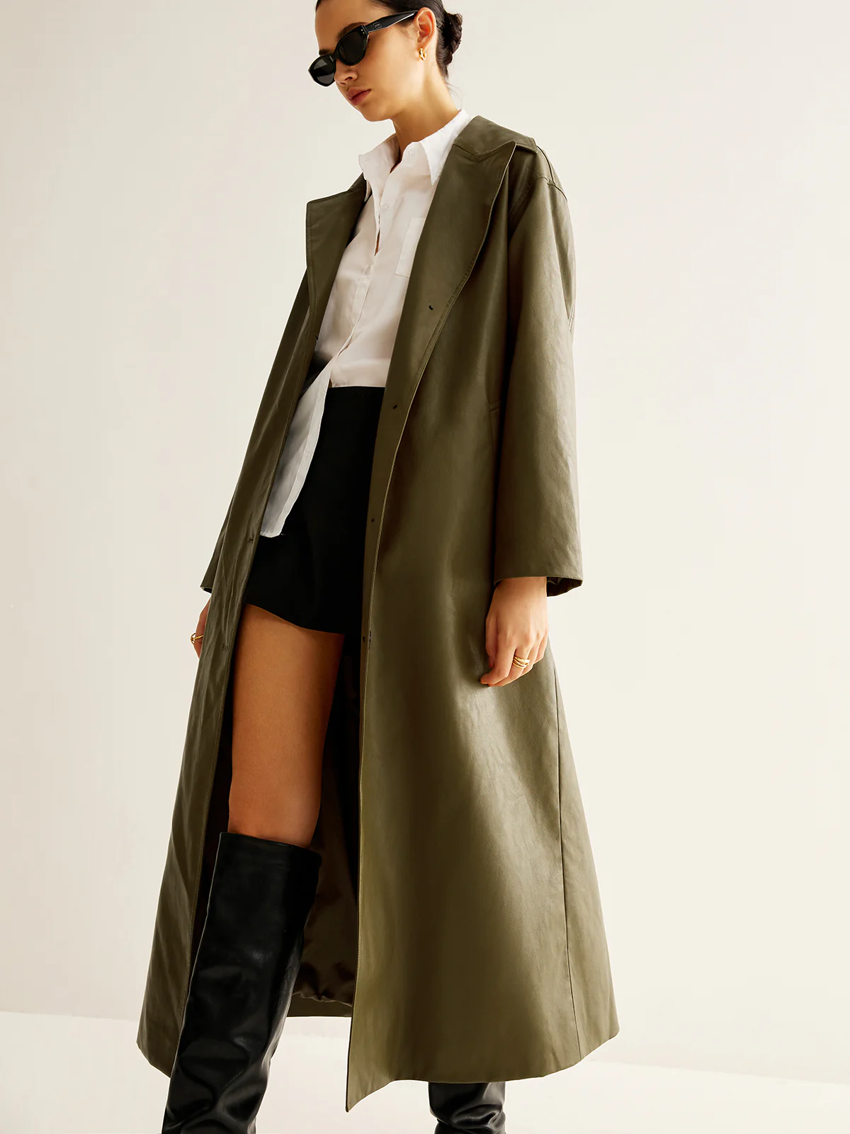 Oversized Faux Leather Long Jacket - Image 5