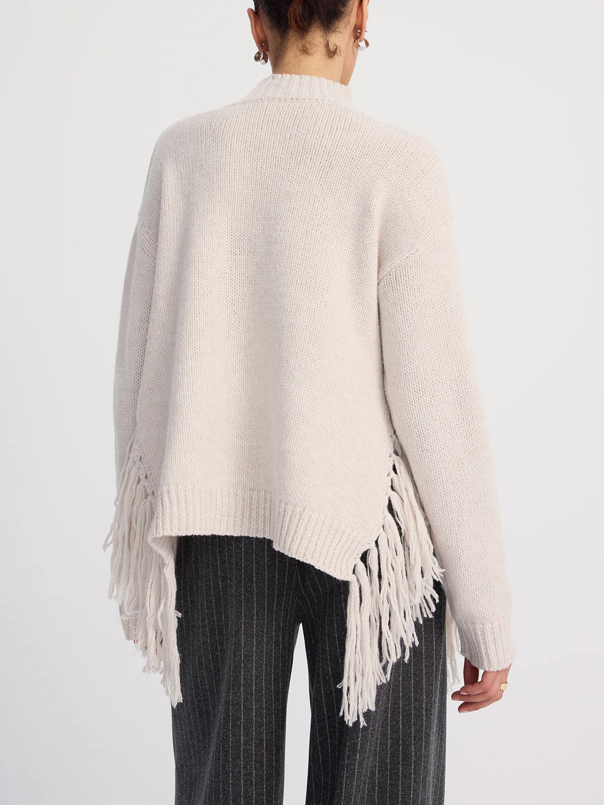 Oversized Fringe Mock-Neck Sweater - Image 6