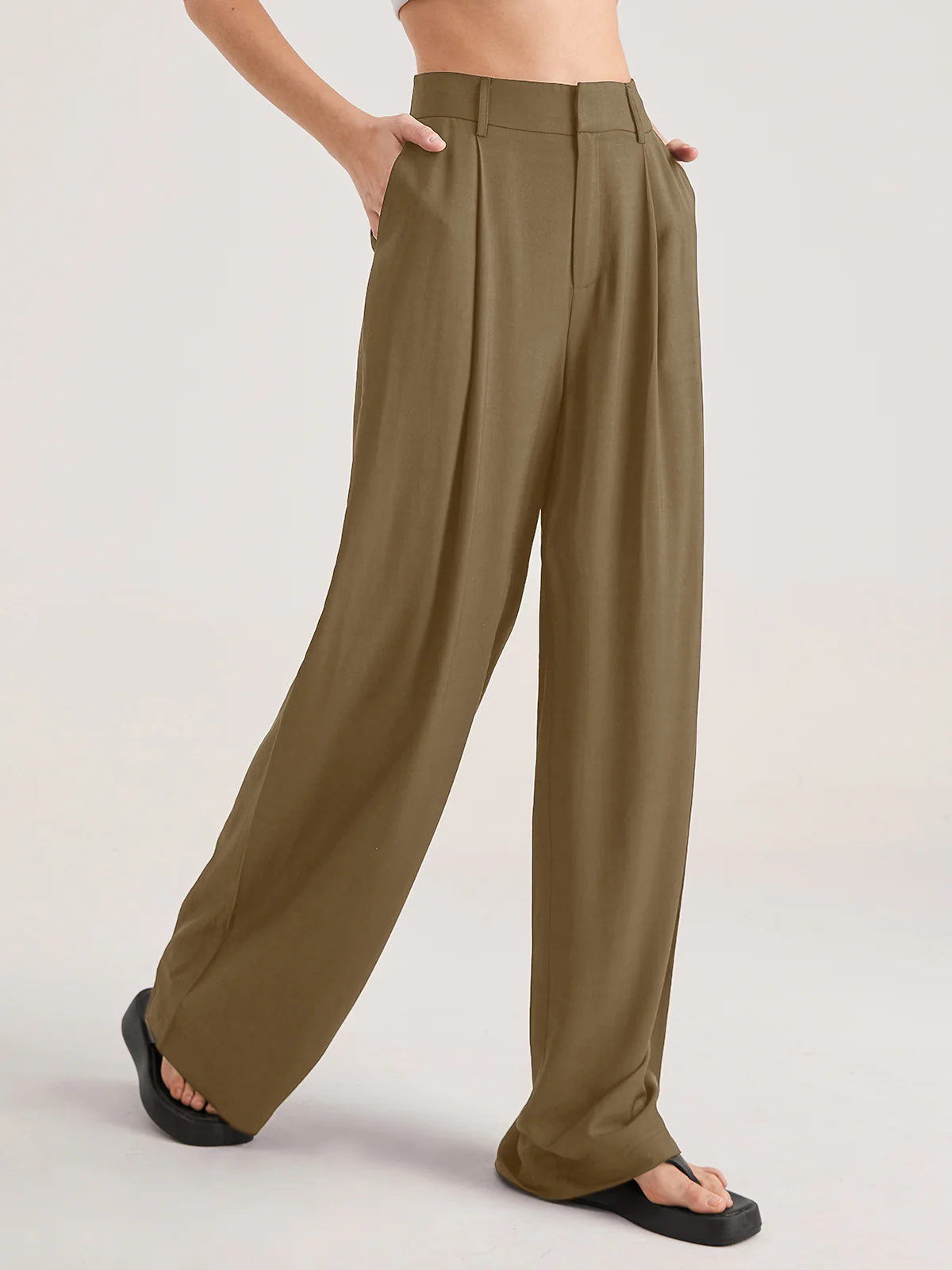 Oversized High Waisted Pleat Front Trousers - Image 10