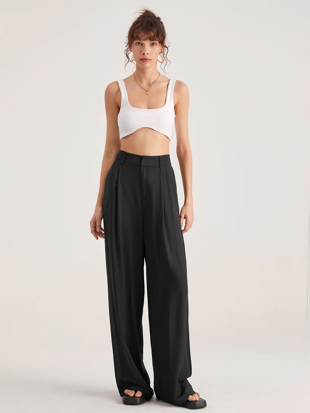Oversized High Waisted Pleat Front Trousers - Image 4
