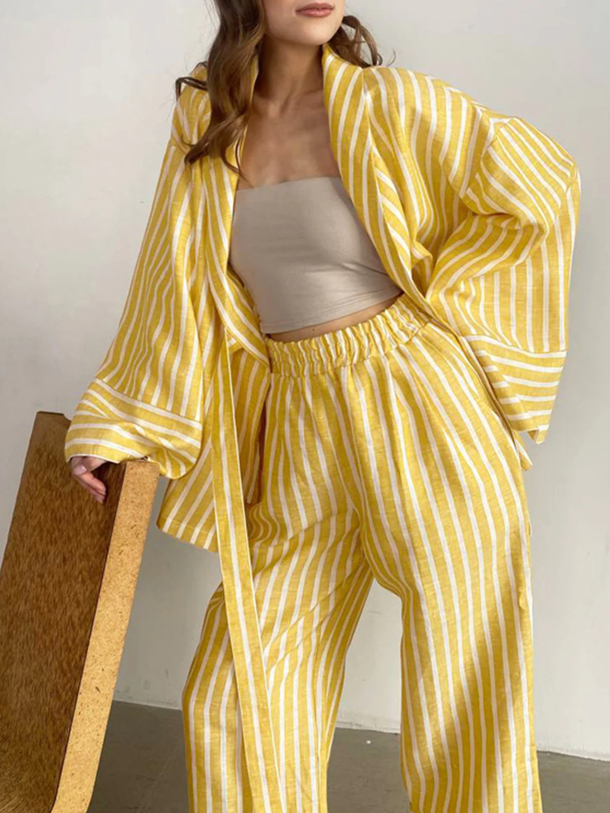 Oversized Knotted Striped Pants Set - Image 5